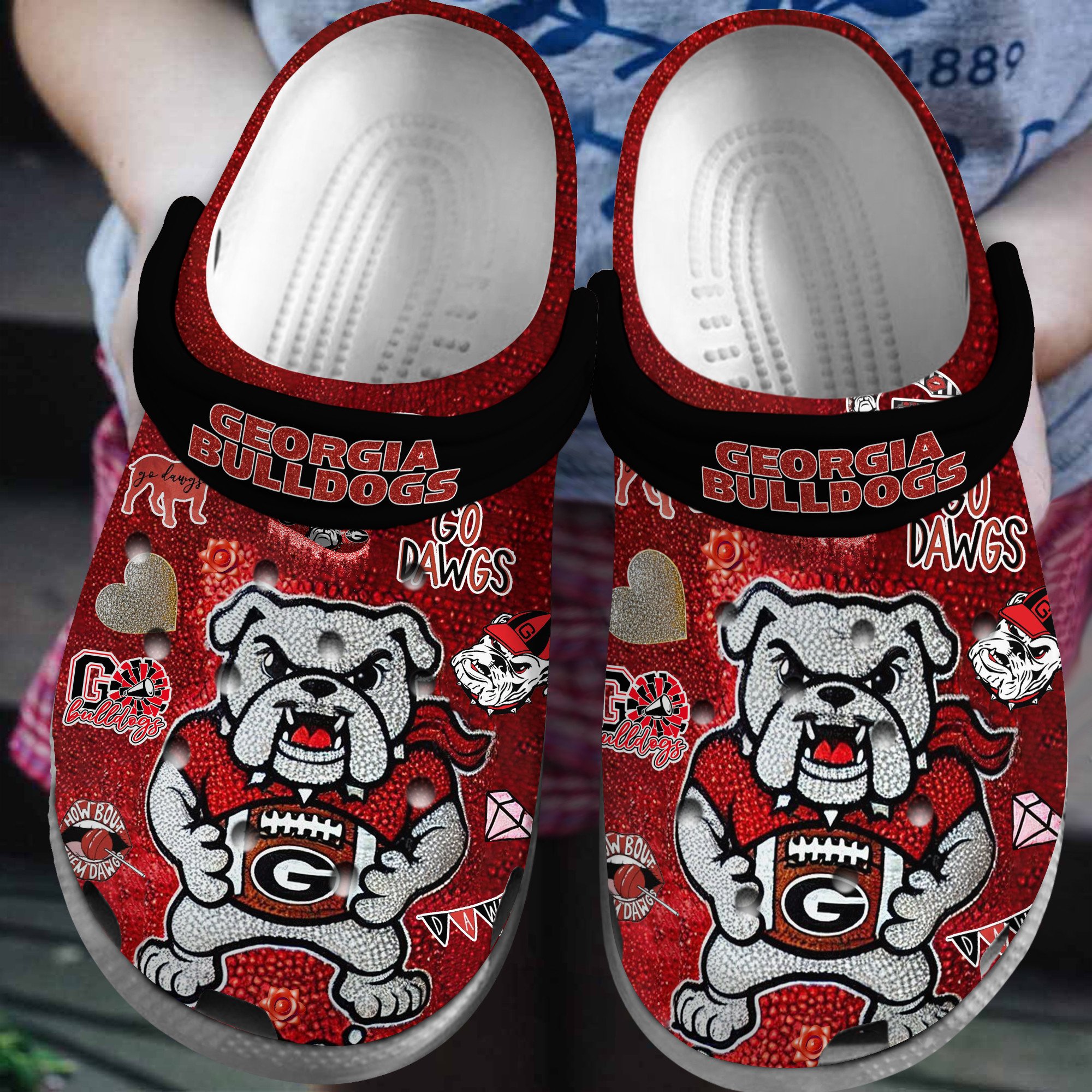 Footwearmerch Georgia Bulldogs NCAA Sport Crocs Crocband Clogs Shoes Comfortable For Men Women and Kids
