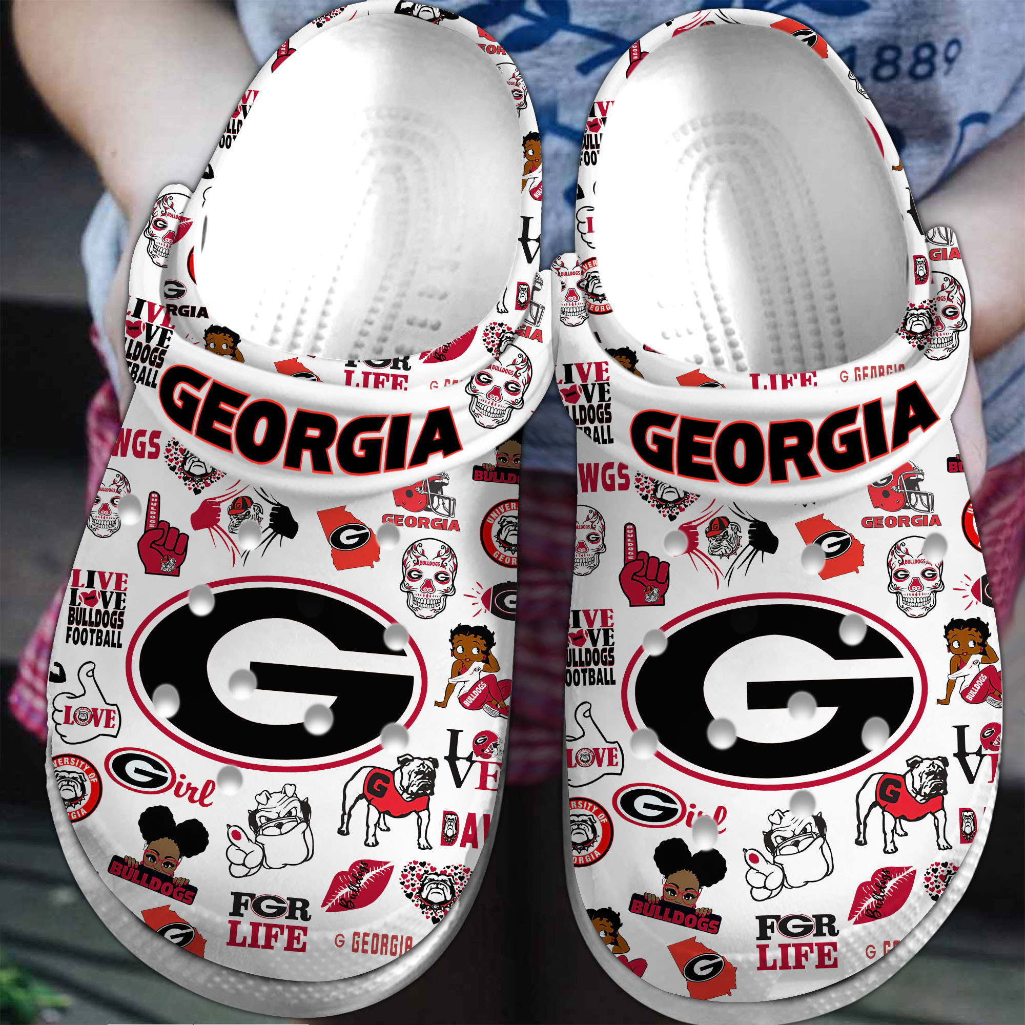 Footwearmerch Georgia Bulldogs NCAA Sport Crocs Crocband Clogs Shoes Comfortable For Men Women and Kids