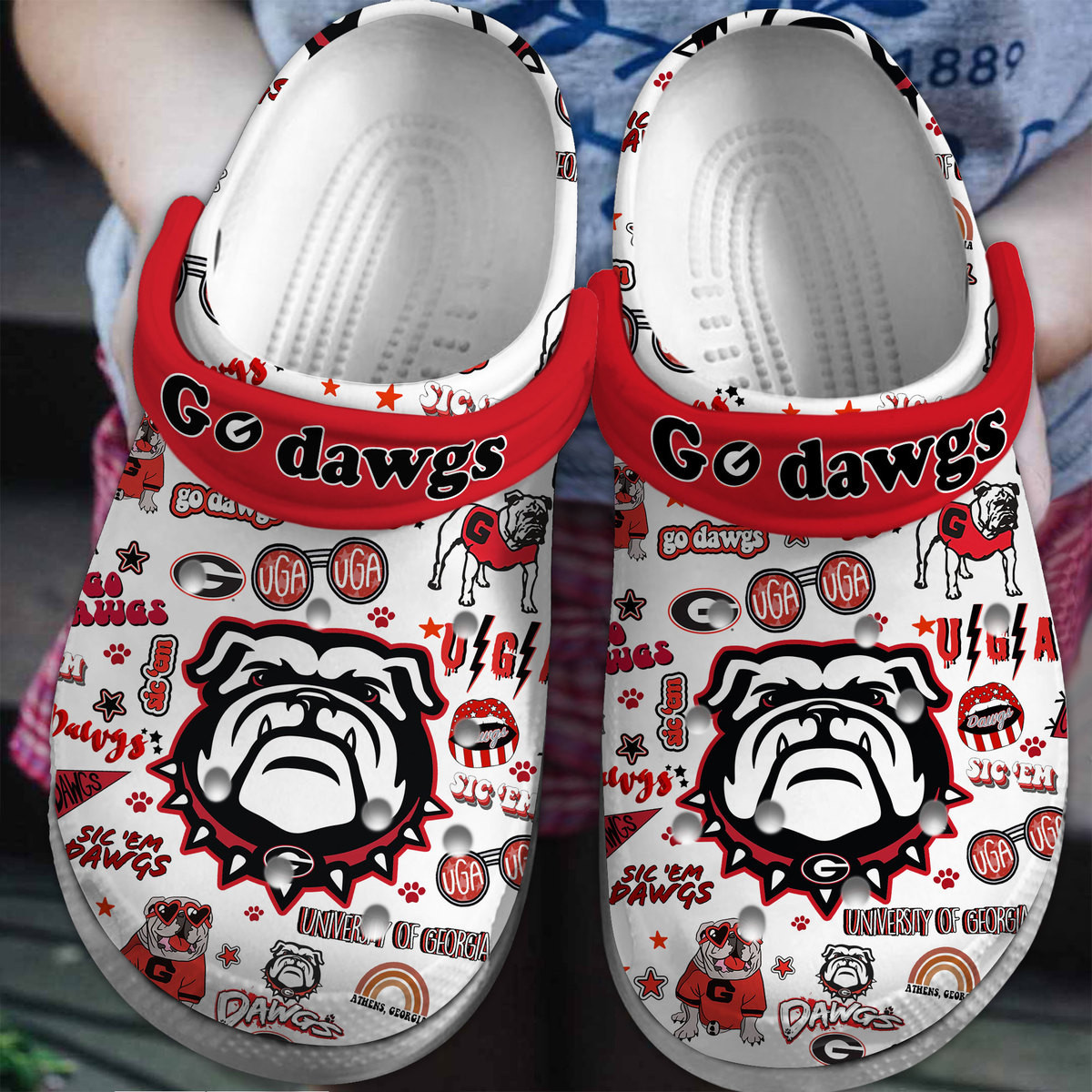 Footwearmerch Georgia Bulldogs NCAA Sport Crocs Crocband Clogs Shoes Comfortable For Men Women and Kids