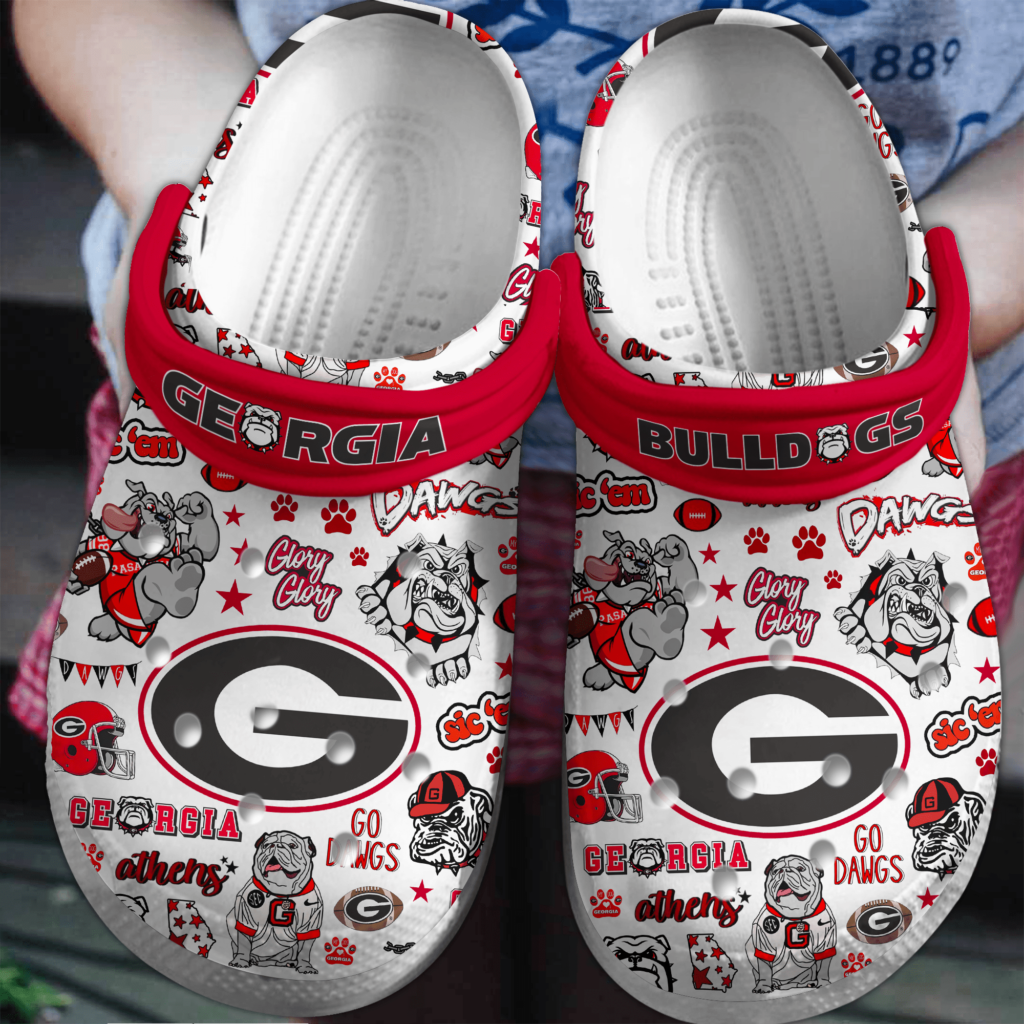 Footwearmerch Georgia Bulldogs NCAA Sport Crocs Crocband Clogs Shoes Comfortable For Men Women and Kids