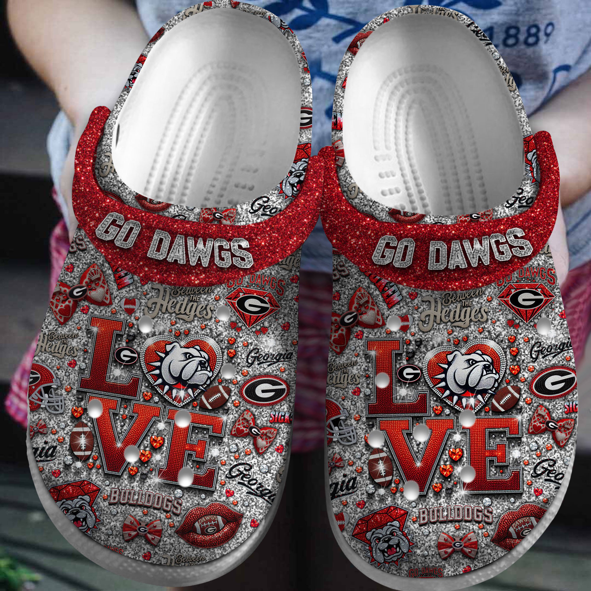 Footwearmerch Georgia Bulldogs NCAA Sport Crocs Crocband Clogs Shoes Comfortable For Men Women and Kids