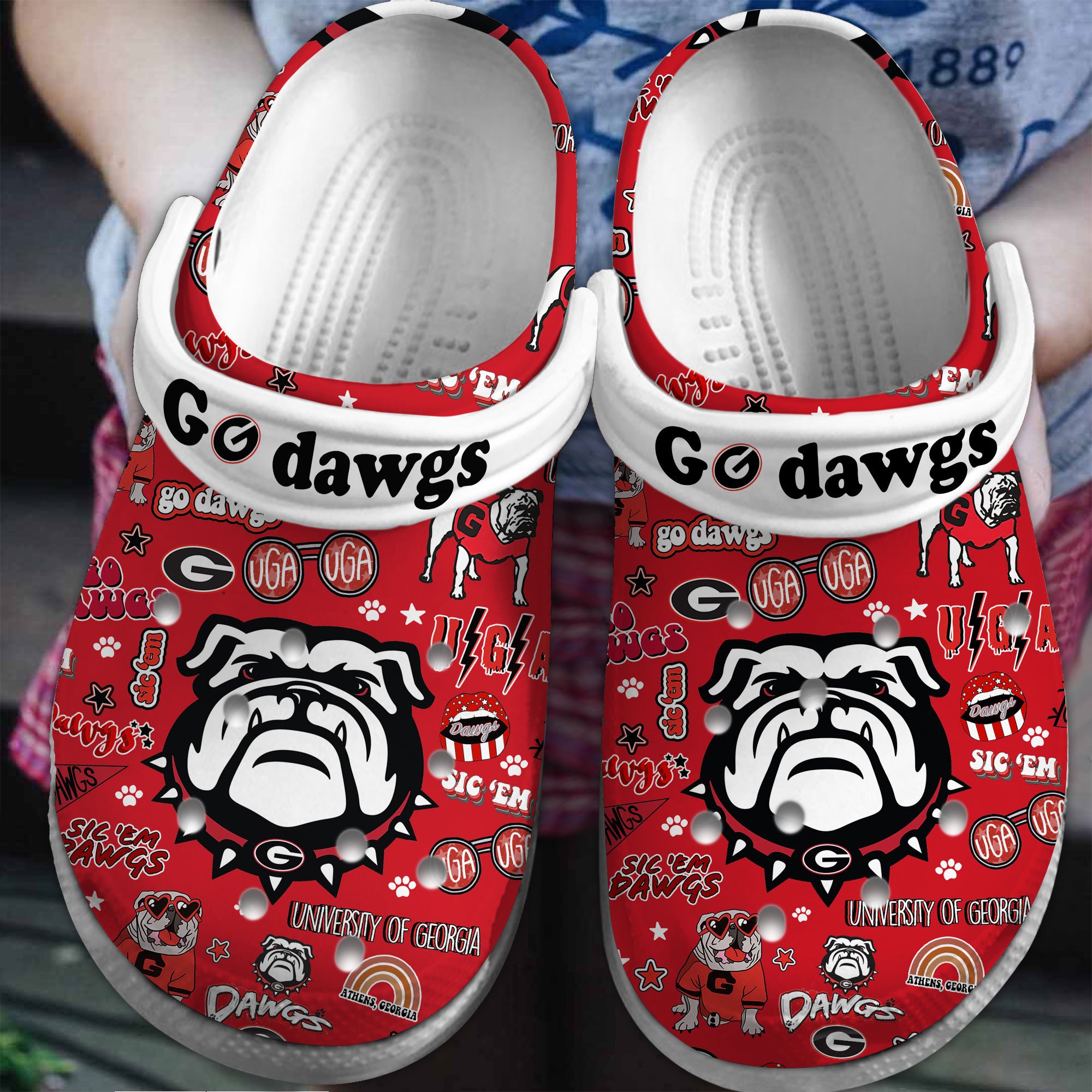 Footwearmerch Georgia Bulldogs NCAA Sport Crocs Crocband Clogs Shoes Comfortable For Men Women and Kids