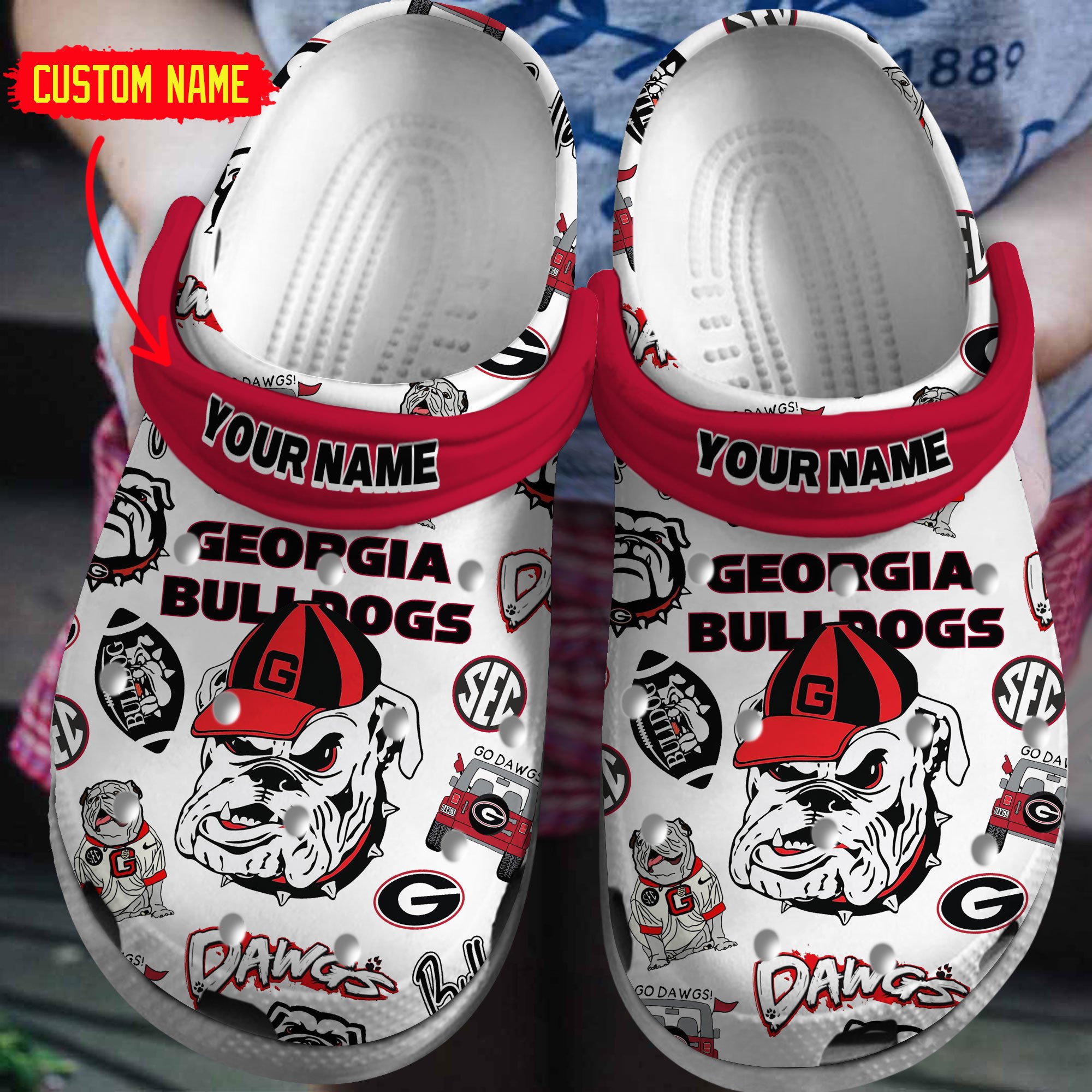 Footwearmerch Georgia Bulldogs NCAA Sport Crocs Crocband Clogs Shoes Comfortable For Men Women and Kids