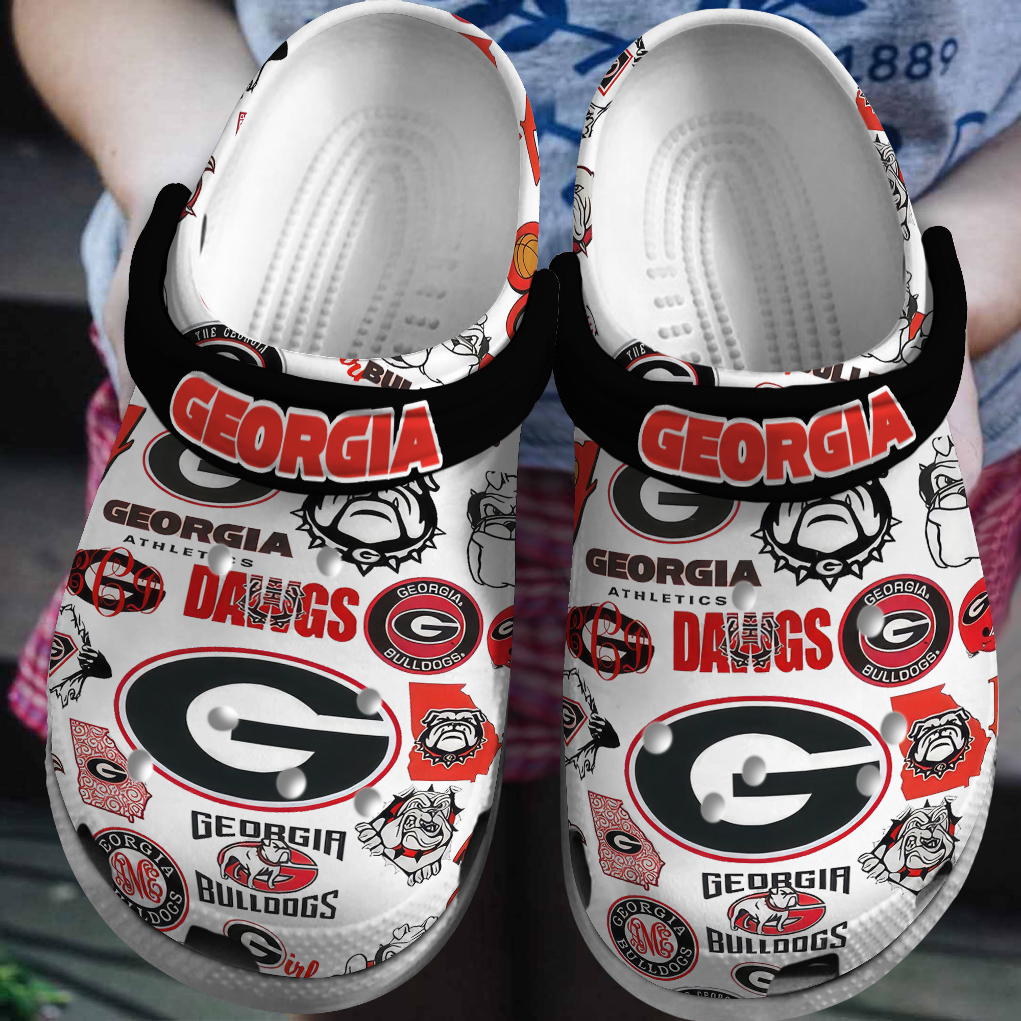 Footwearmerch Georgia Bulldogs NCAA Sport Crocs Crocband Clogs Shoes Comfortable For Men Women and Kids