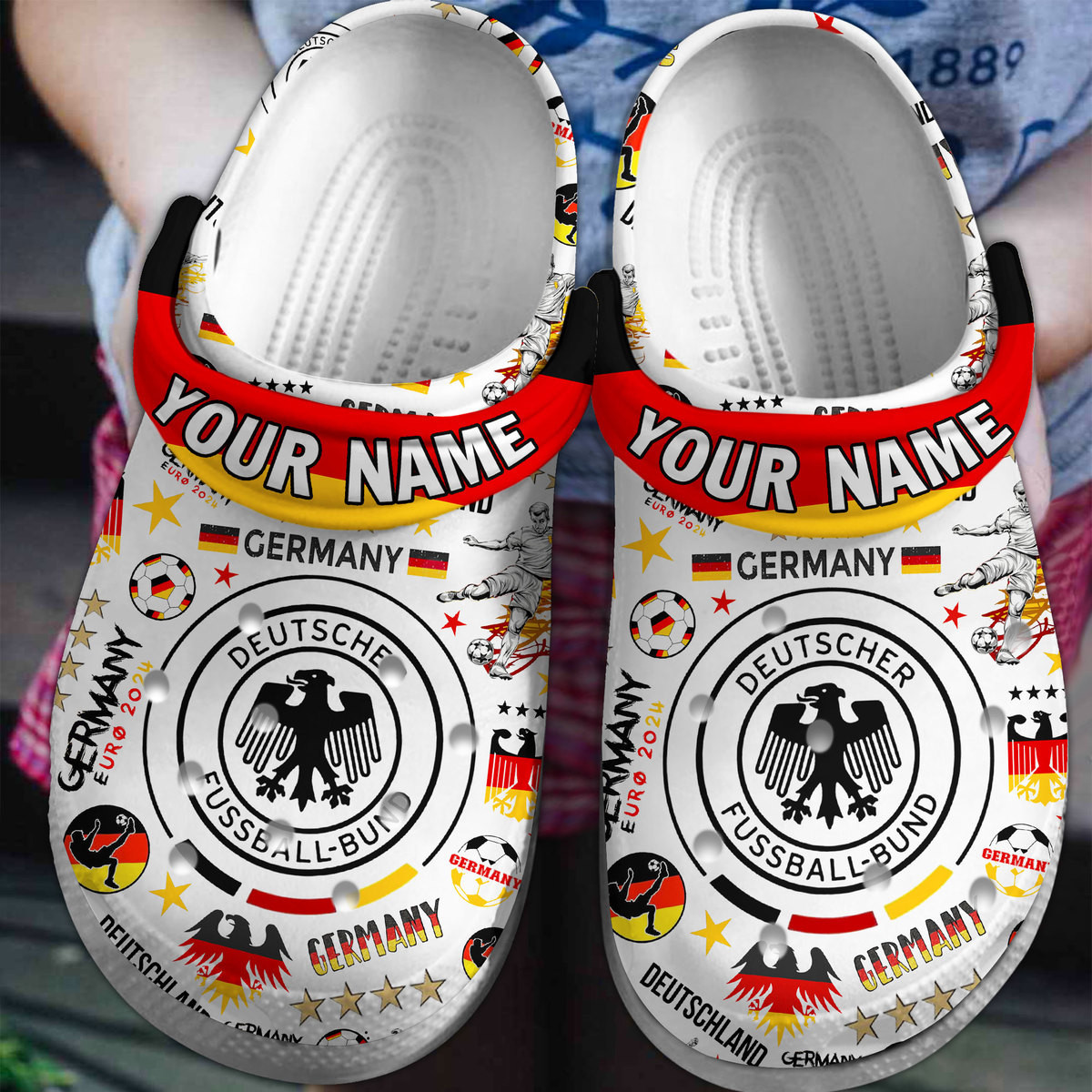 Footwearmerch Germany Euro 2024 Crocs Crocband Clogs Shoes Comfortable For Men Women and Kids