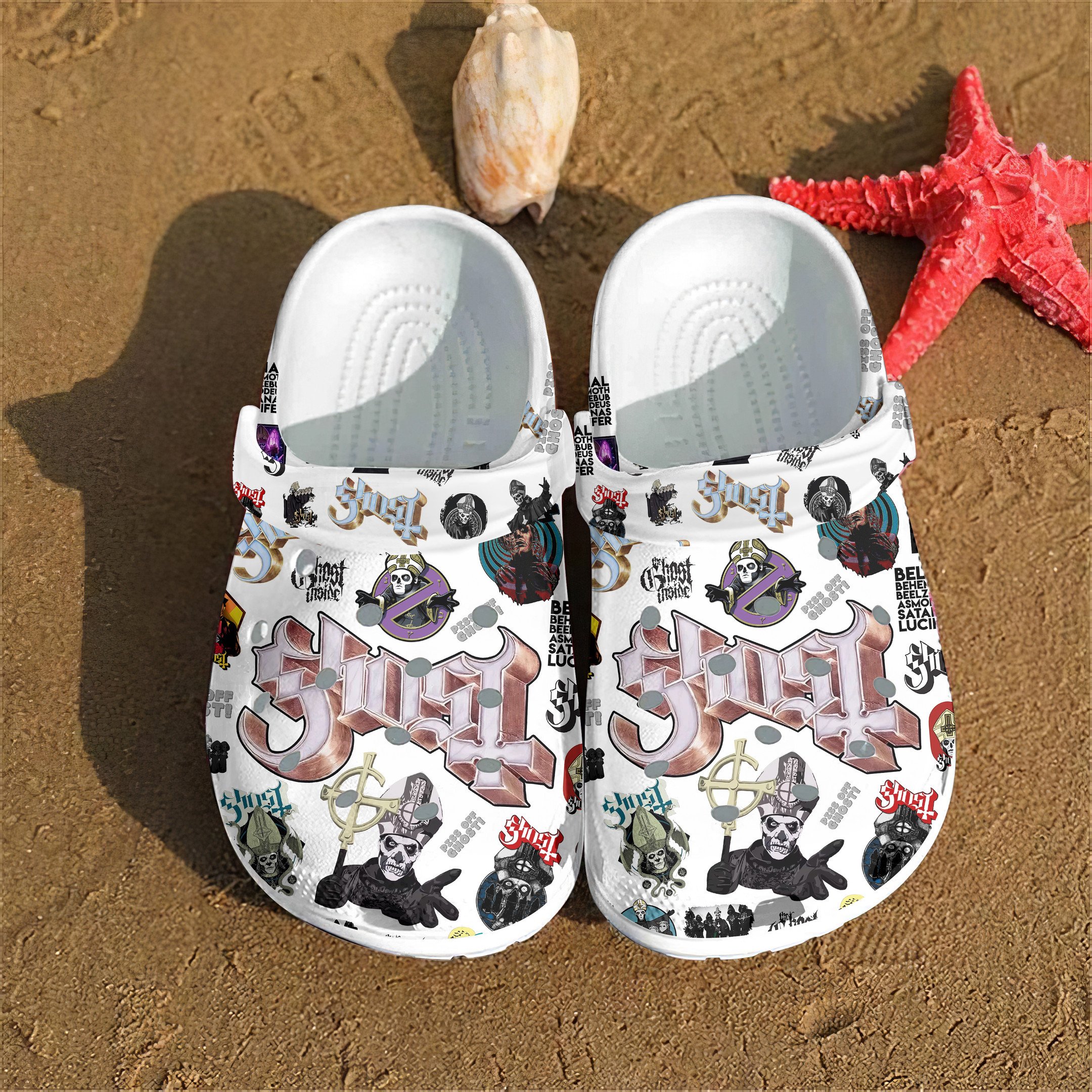 Footwearmerch Ghost Music Crocs Crocband Clogs Shoes Comfortable For Men Women and Kids