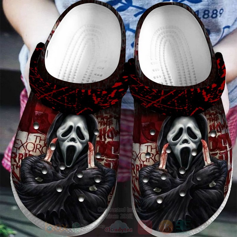 Footwearmerch Ghostface Scream Movie Crocs Crocband Clogs Shoes Comfortable For Men Women and Kids