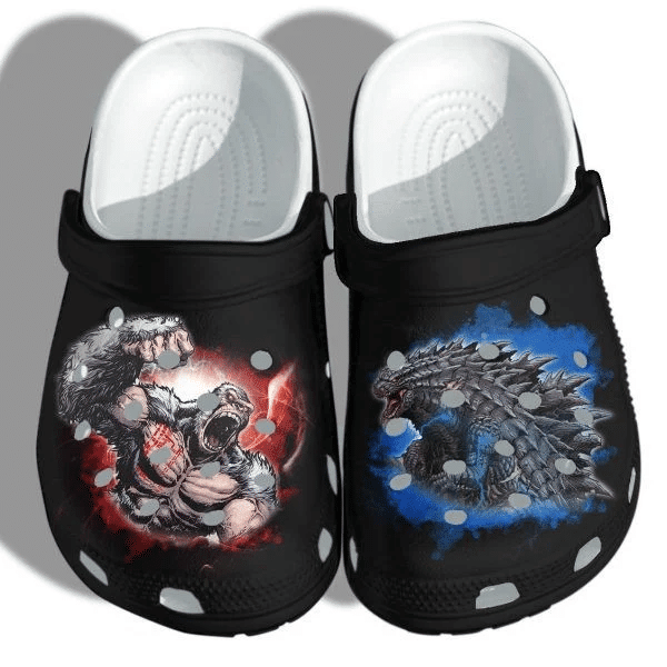 Footwearmerch Godzilla Kong Monster Black Clogs Shoes