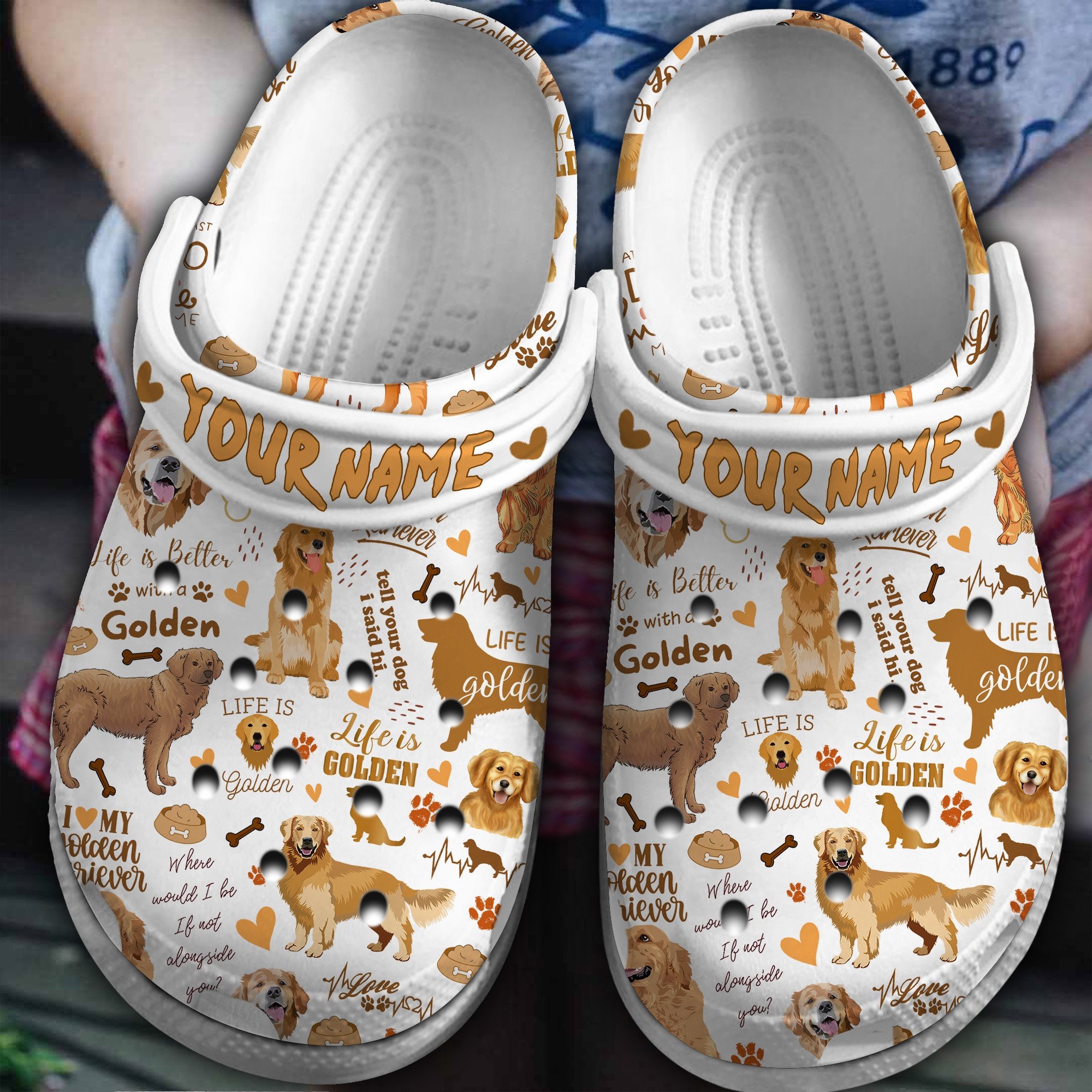 Footwearmerch Golden Retriever Dogs Crocs Crocband Clogs Shoes Comfortable For Men Women and Kids