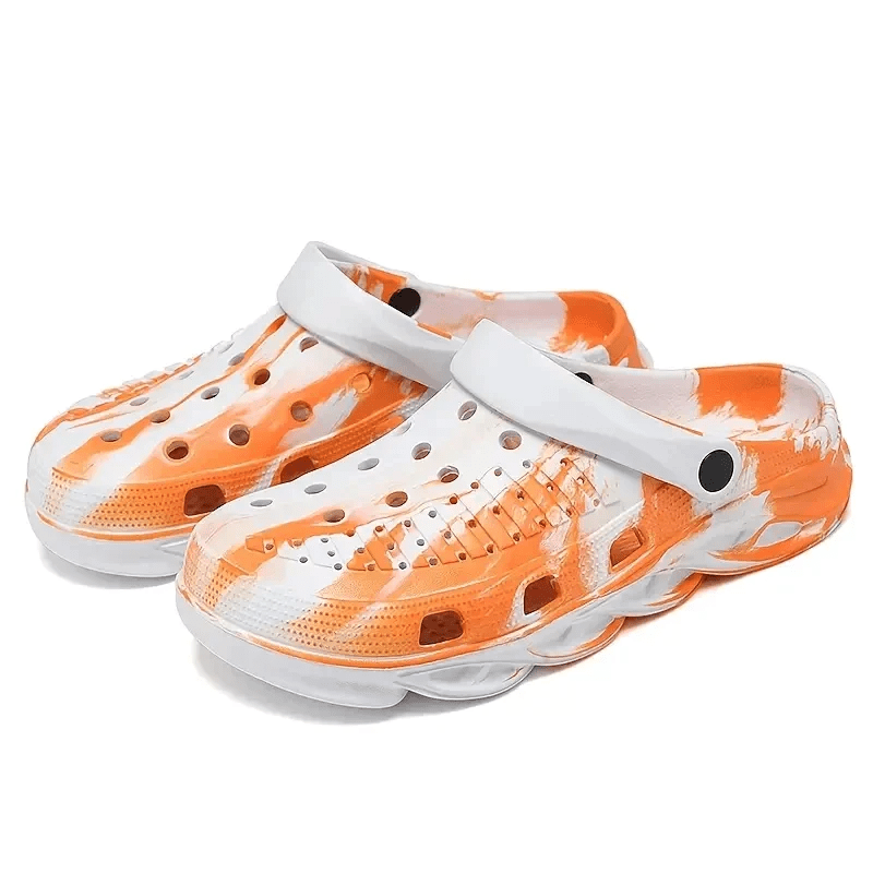 Footwearmerch Graffiti Print Orange Crocs Crocband Clogs Shoes For Men Women