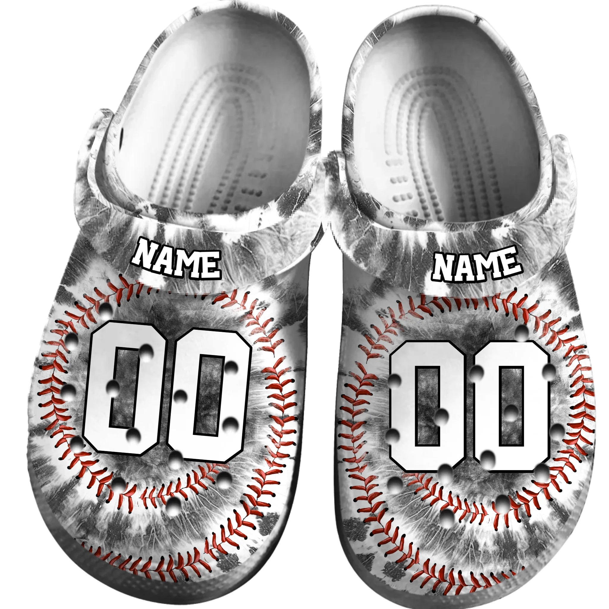 Footwearmerch Gray Tie-Dye Baseball Sport Crocs Crocband Clogs Shoes Comfortable For Men Women and Kids