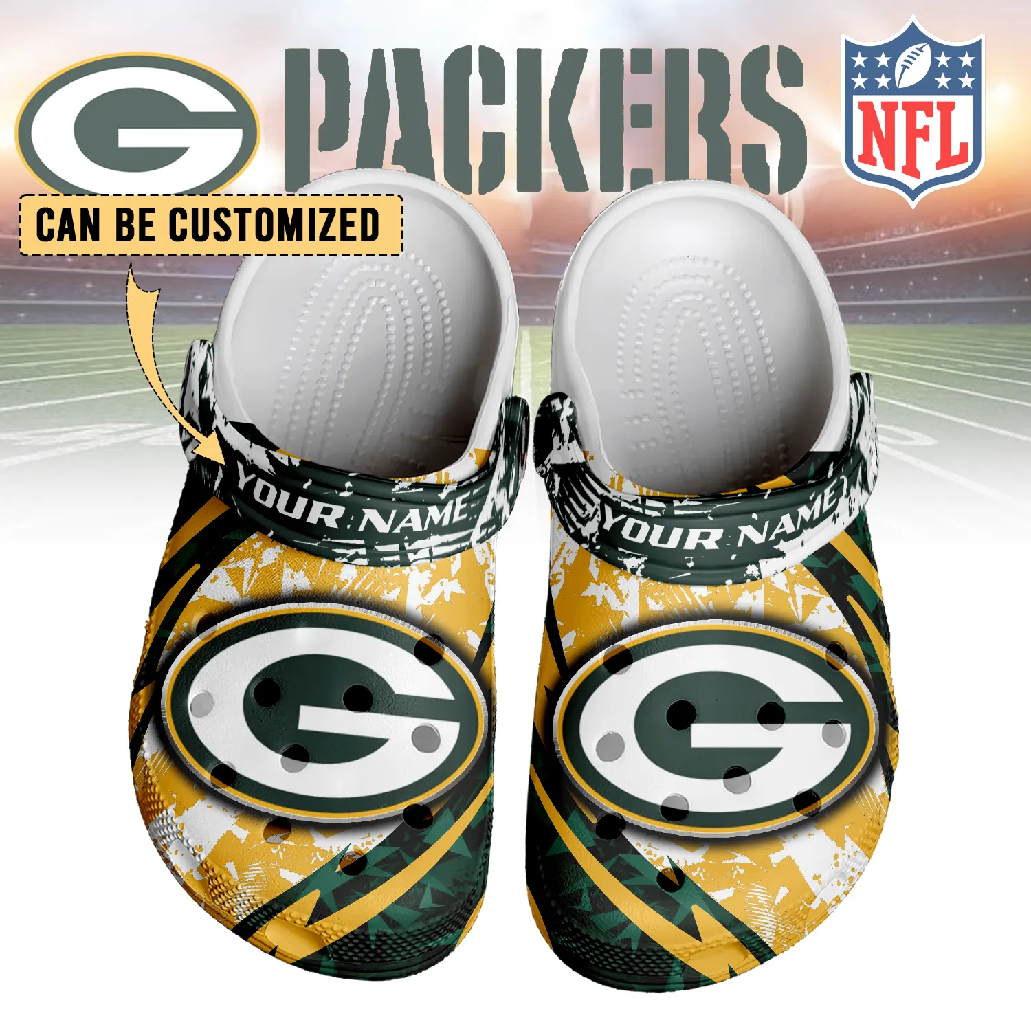 Footwearmerch Green Bay Packers NFL Crocs Crocband Clogs Shoes Comfortable For Men Women and Kids