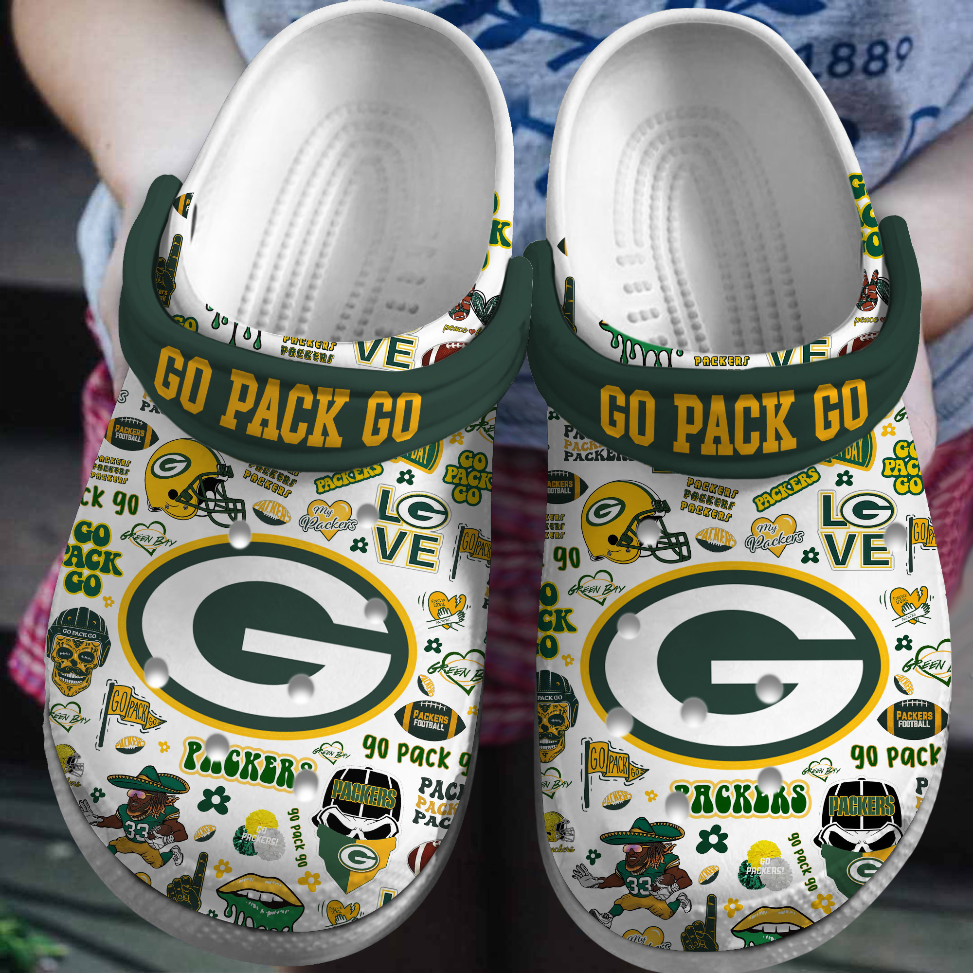 Footwearmerch Green Bay Packers NFL Sport Crocs Crocband Clogs Shoes Comfortable For Men Women and Kids