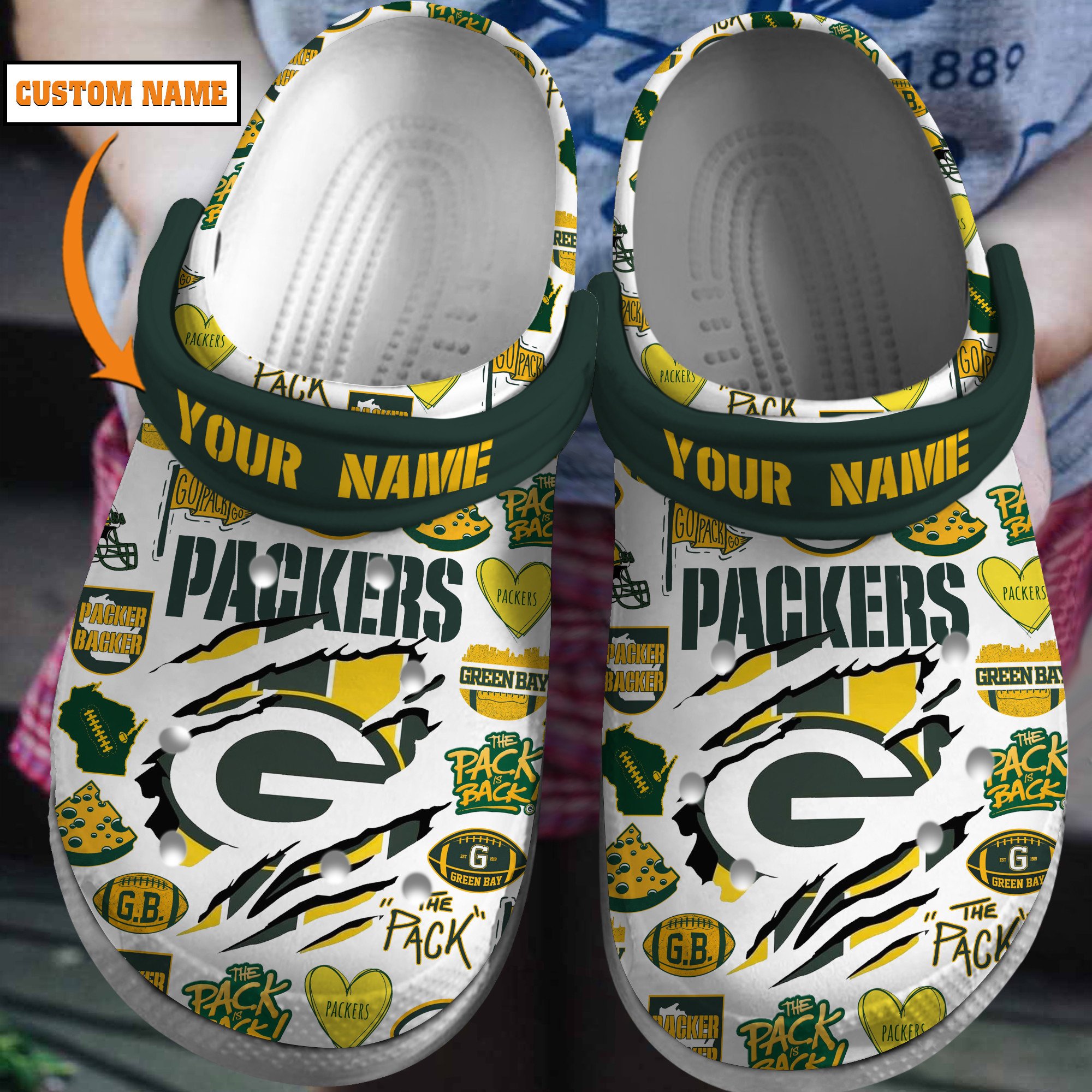 Footwearmerch Green Bay Packers NFL Sport Crocs Crocband Clogs Shoes Comfortable For Men Women and Kids