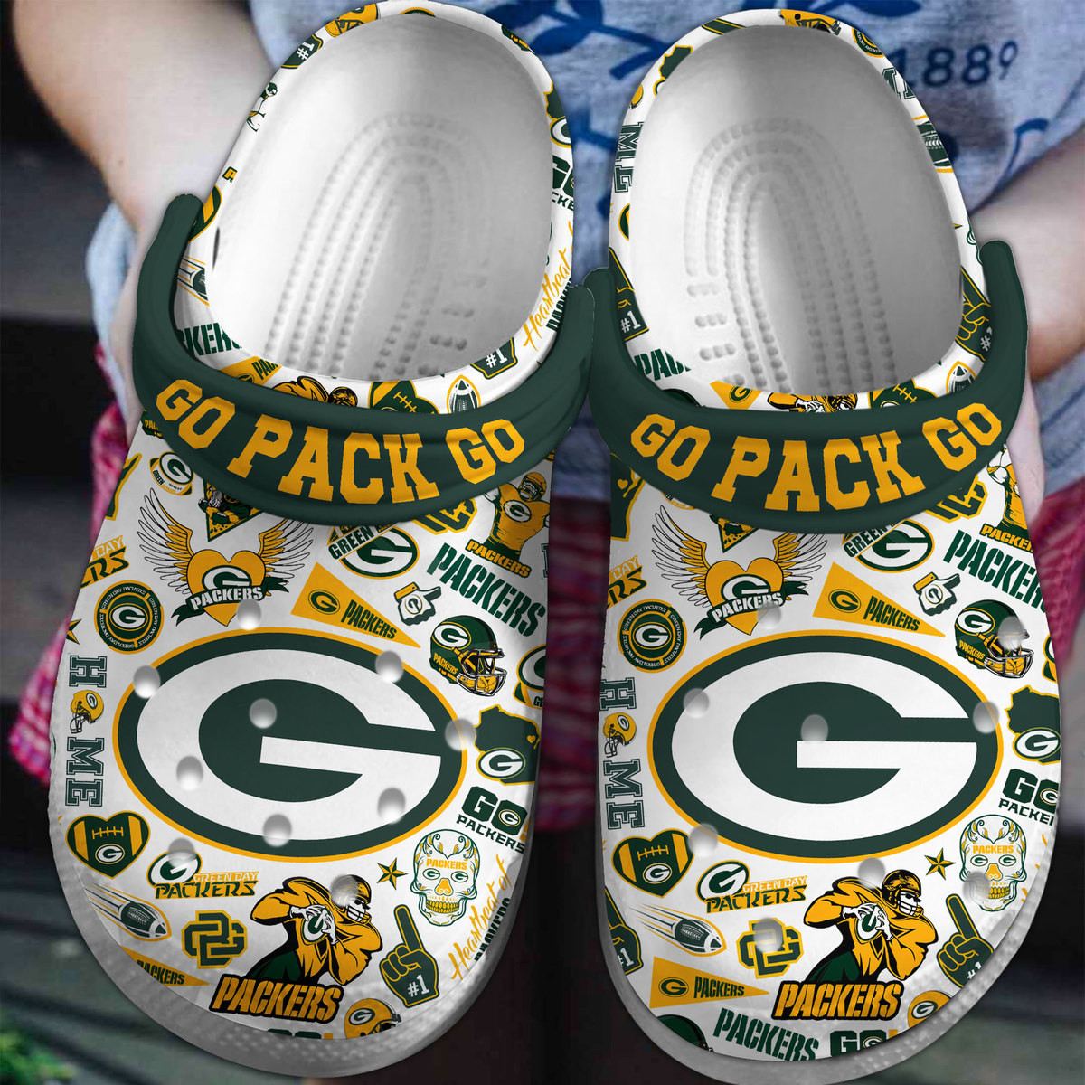 Footwearmerch Green Bay Packers NFL Sport Crocs Crocband Clogs Shoes Comfortable For Men Women and Kids
