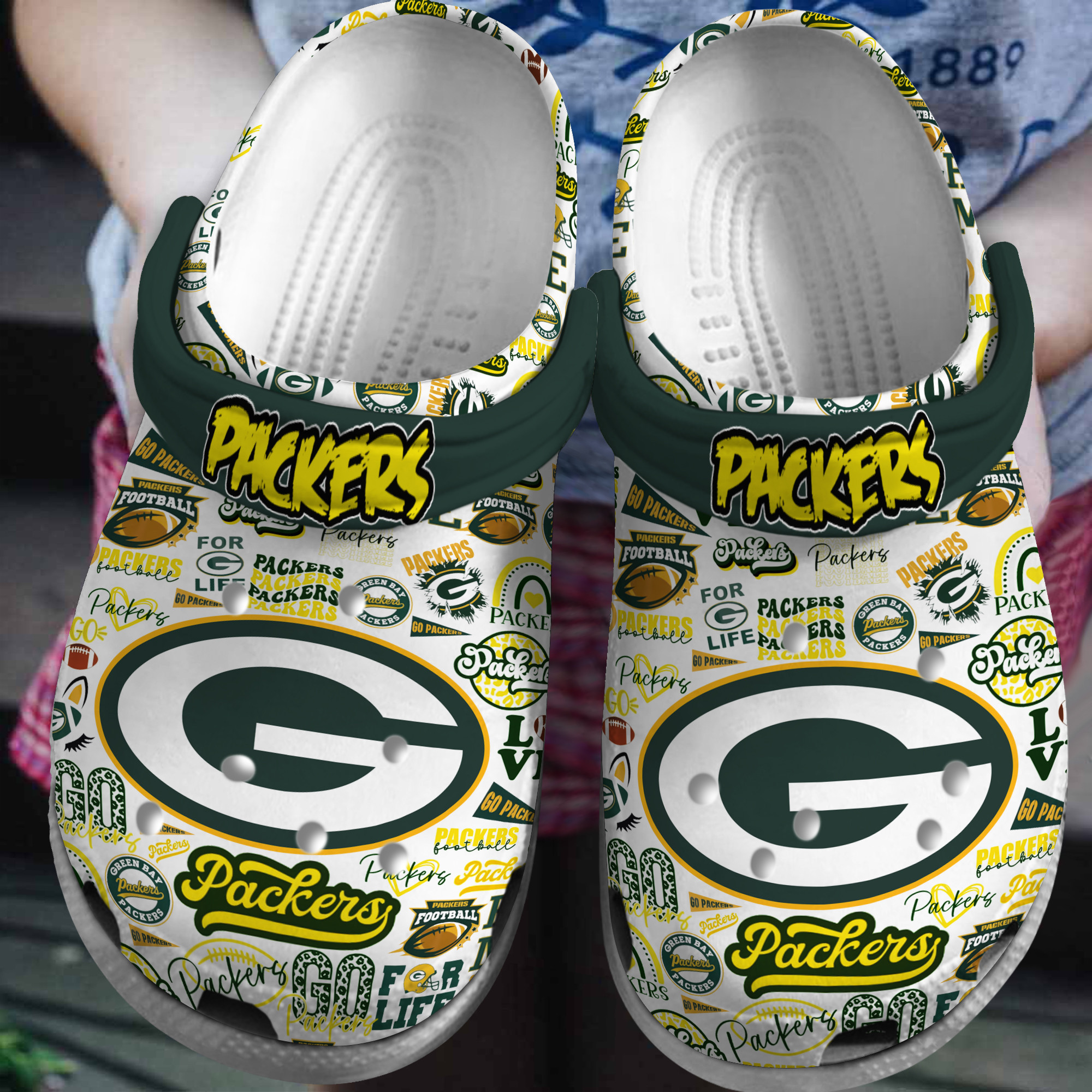 Footwearmerch Green Bay Packers NFL Sport Crocs Crocband Clogs Shoes Comfortable For Men Women and Kids