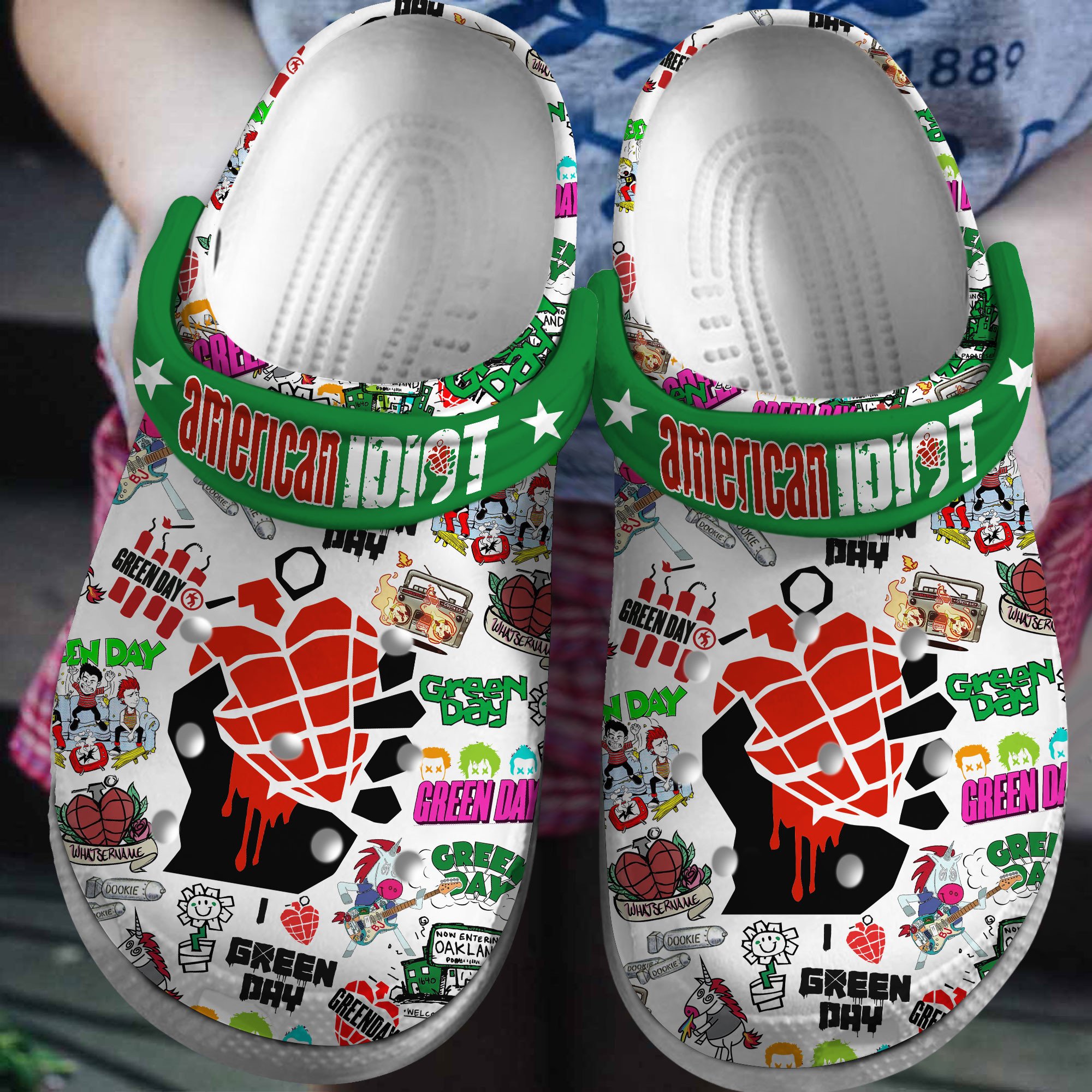 Footwearmerch Green Day Music Crocs Crocband Clogs Shoes Comfortable For Men Women and Kids