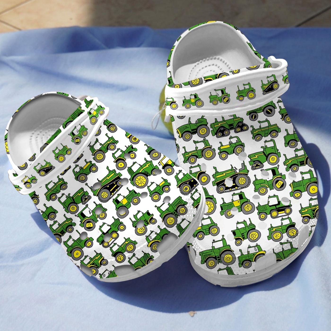 Footwearmerch Green Tractor Crocs Crocband Clogs Shoes Comfortable For Men Women and Kids