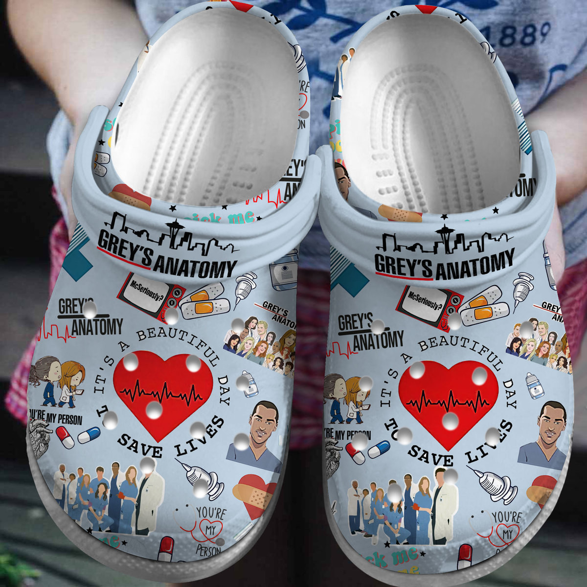Footwearmerch Grey's Anatomy TV Series Crocs Crocband Clogs Shoes Comfortable For Men Women and Kids