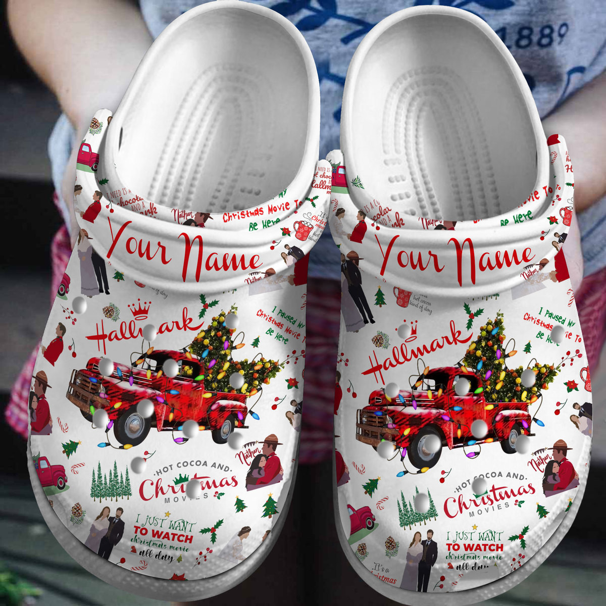 Footwearmerch Hallmark Channel Christmas Movie Crocs Crocband Clogs Shoes Comfortable For Men Women and Kids