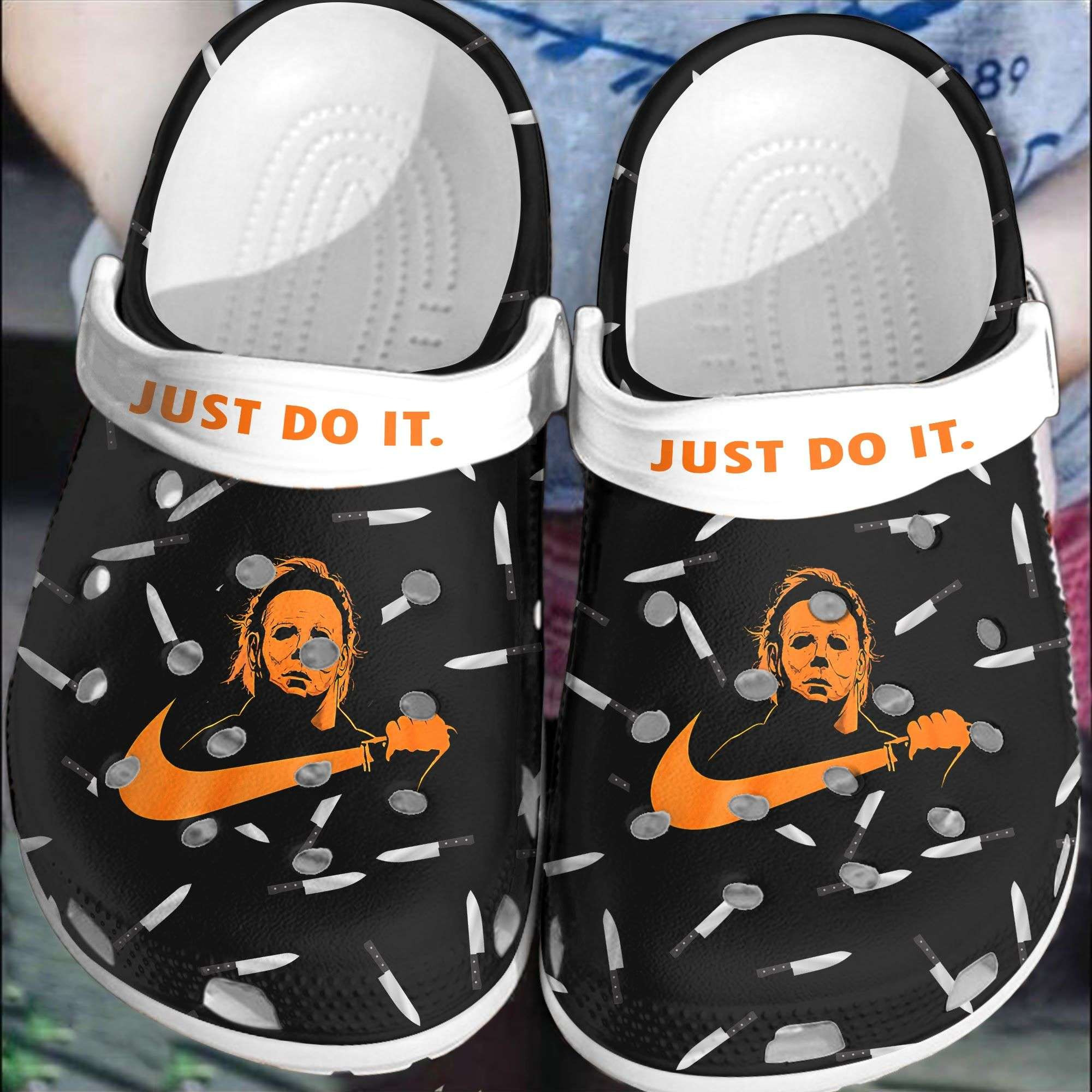 Footwearmerch Halloween Movie Just Do It Michael Myers Characters Horror Movie Crocband Clogs