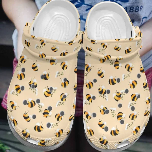 Footwearmerch Hard-Working Bee Crocs Crocband Clogs Shoes Comfortable For Men Women and Kids