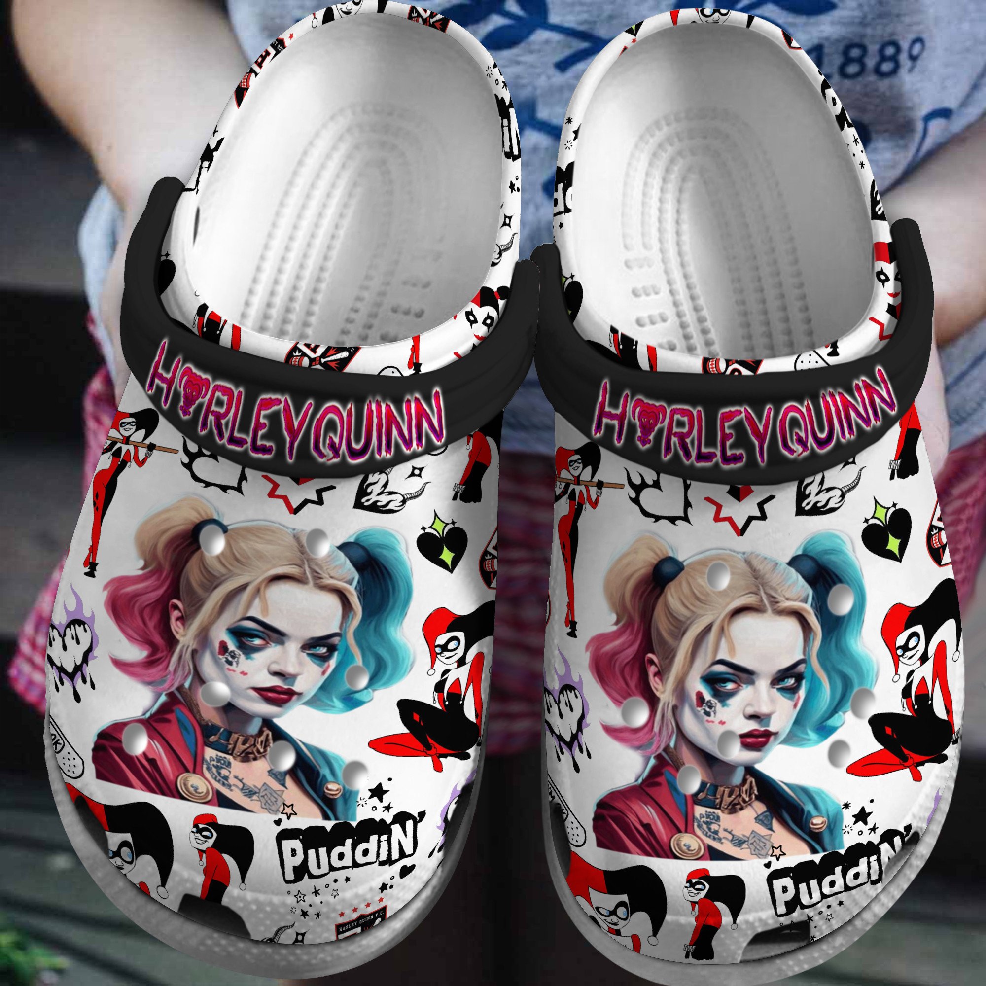 Footwearmerch Harley Quinn Movie Crocs Crocband Clogs Shoes Comfortable For Men Women and Kids