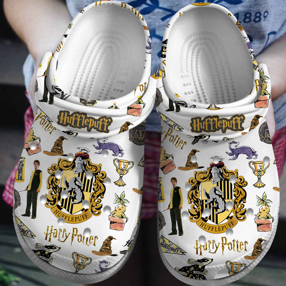 Footwearmerch Harry Potter Hufflepuff Movie Crocs Crocband Clogs Shoes Comfortable For Men Women and Kids