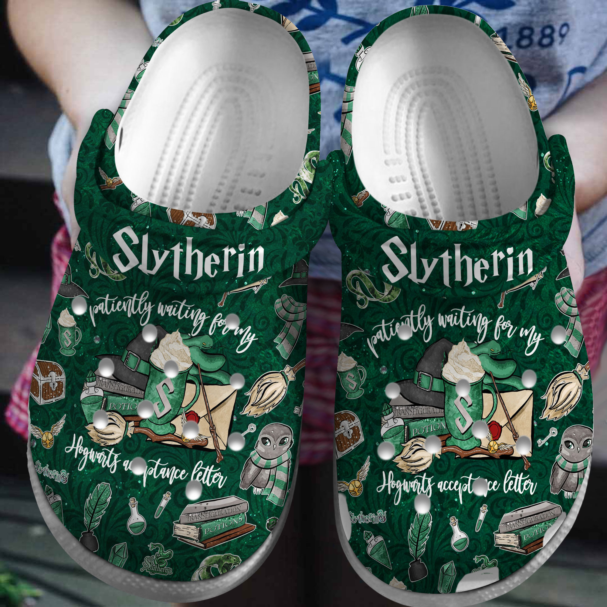 Footwearmerch Harry Potter Slytherin Movie Crocs Crocband Clogs Shoes Comfortable For Men Women and Kids
