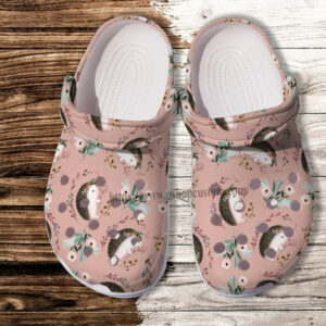 Footwearmerch Hedgehog Flower Cute Pink Croc Shoes Gift Mother Day- Hedgehog Mom Shoes Croc Clogs Birthday Girl