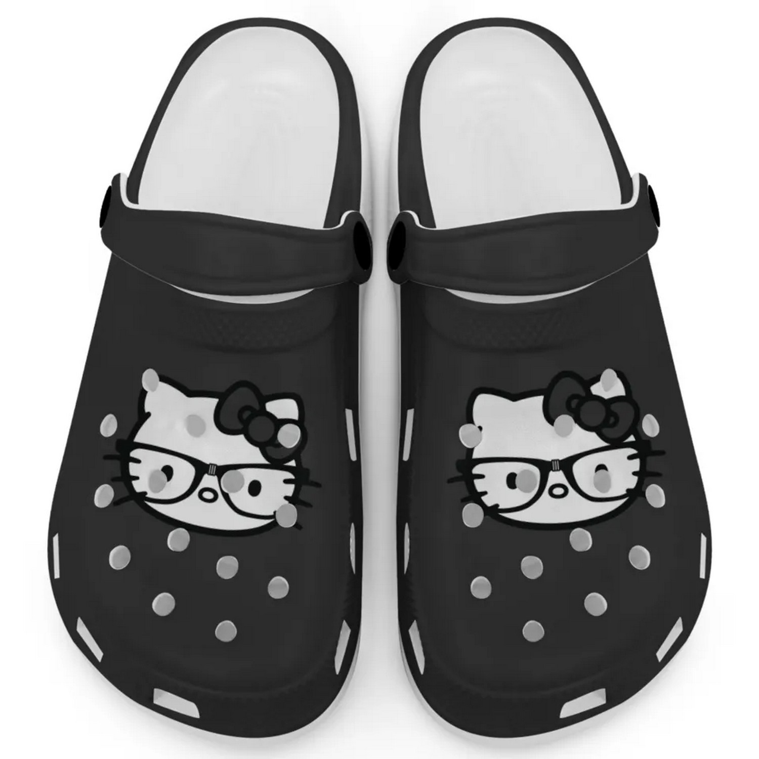 Footwearmerch Hello Kitty And Glasse Cartoon Crocs Crocband Clogs Shoes Comfortable For Men Women and Kids