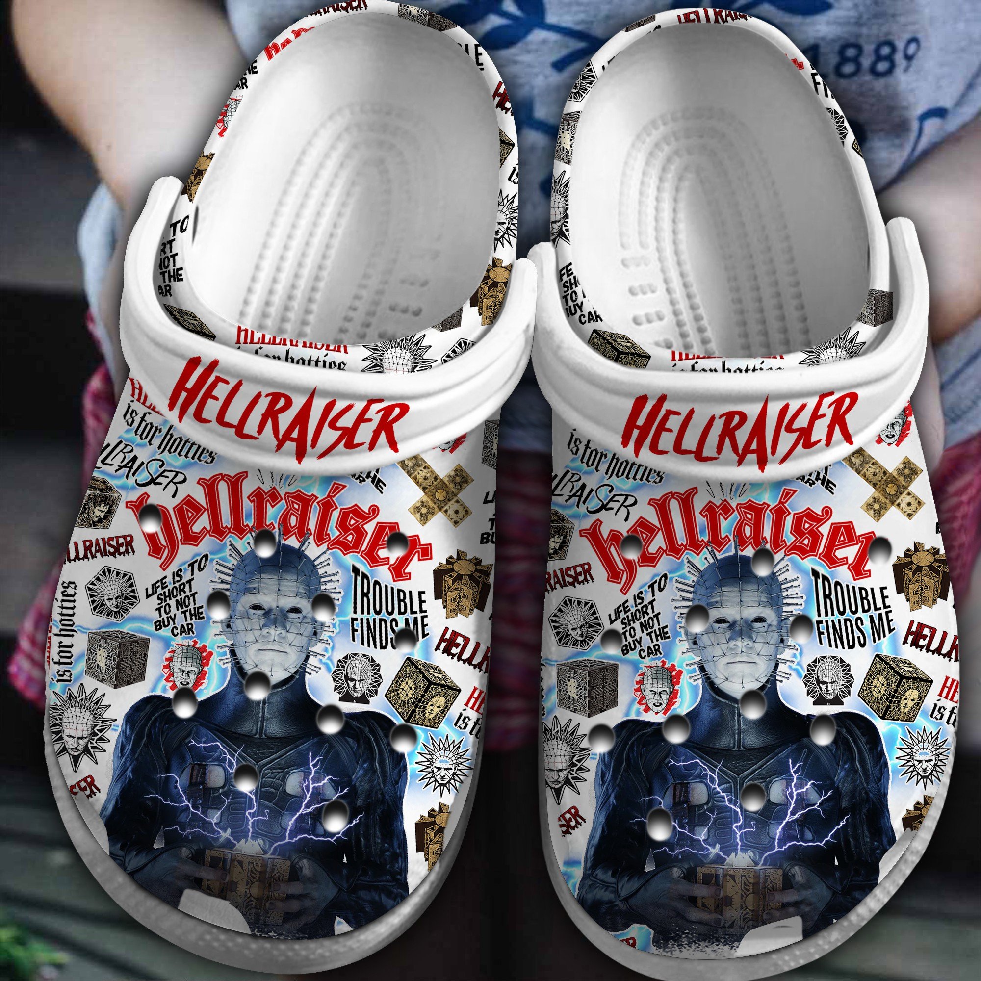 Footwearmerch Hellraiser Movie Halloween Crocs Crocband Clogs Shoes Comfortable For Men Women and Kids