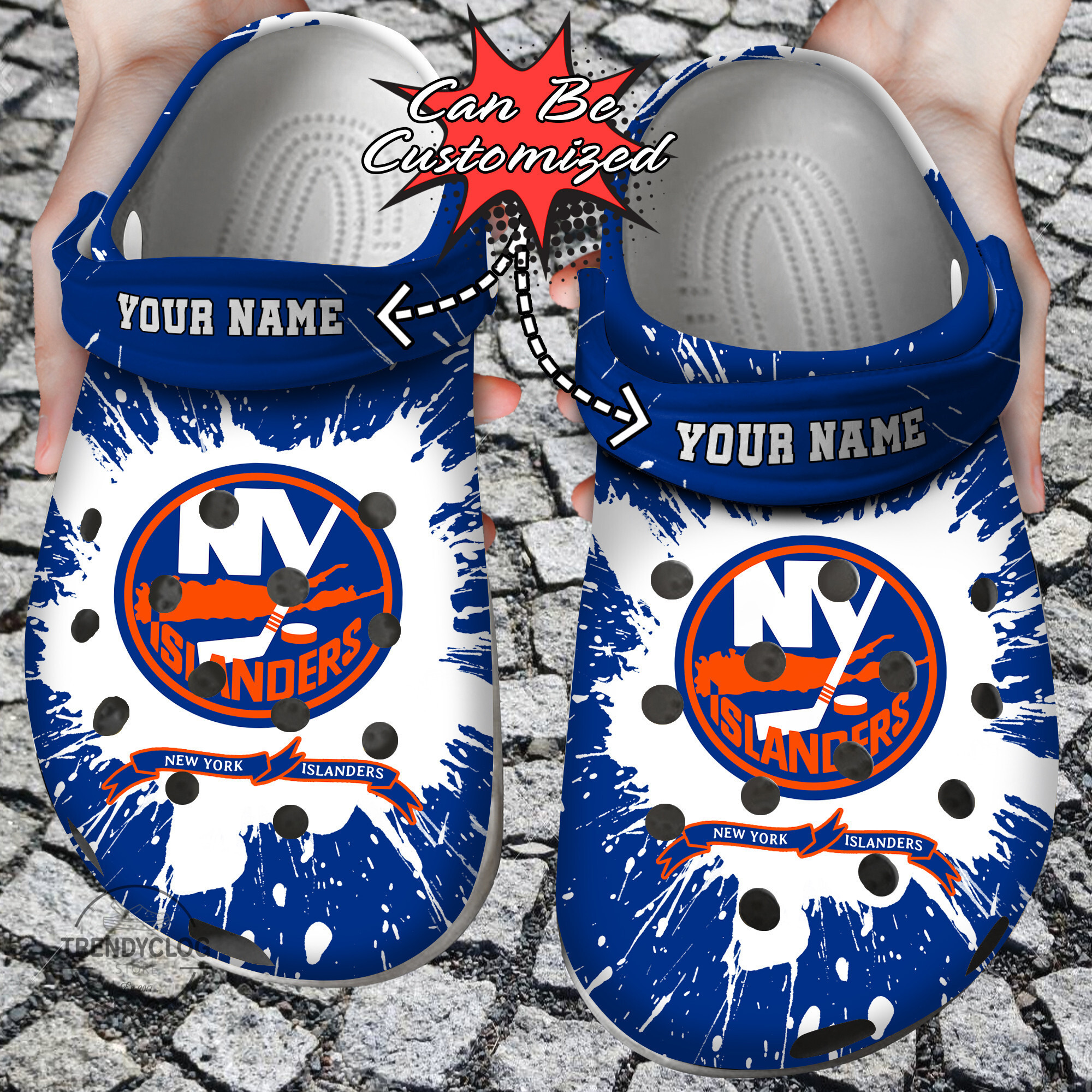 Footwearmerch Hockey Personalized NY Islanders Team Clog Shoes