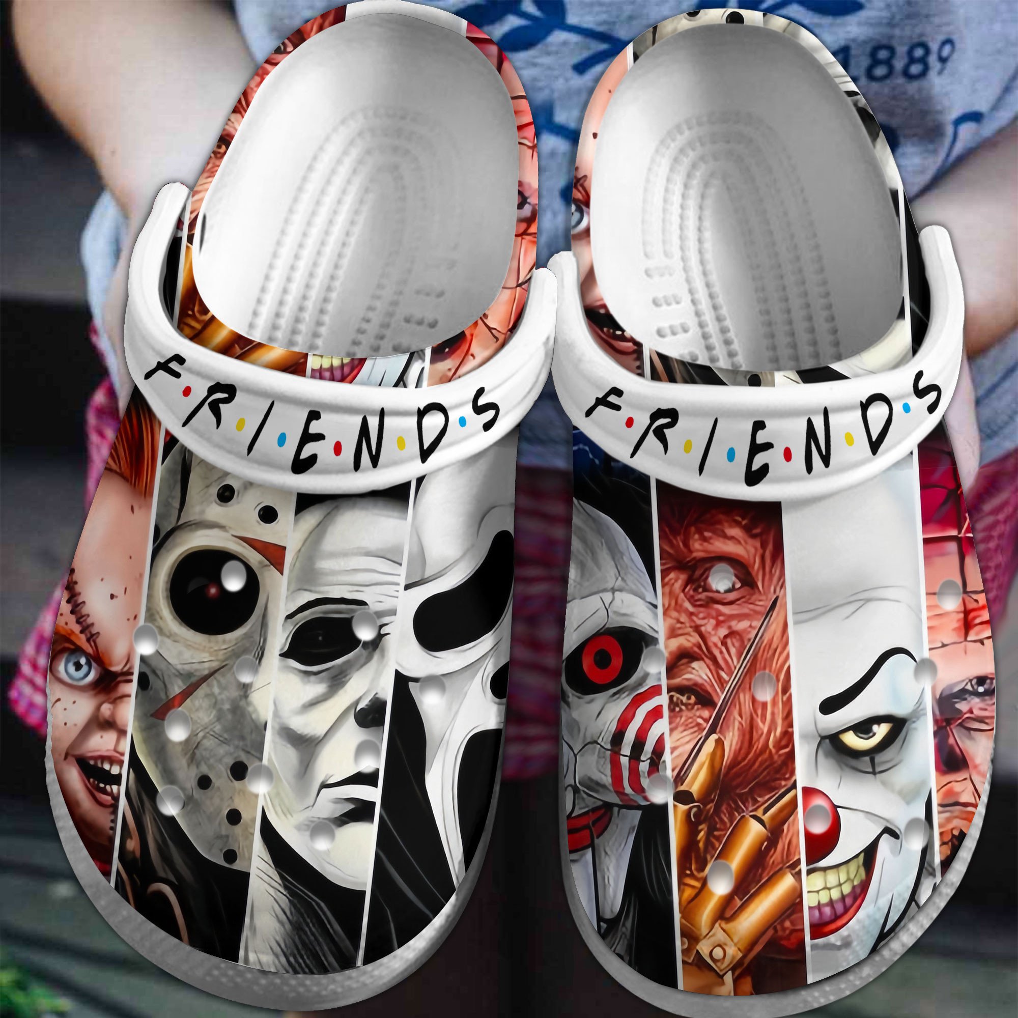 Footwearmerch Horror Movies Halloween Crocs Crocband Clogs Shoes Comfortable For Men Women and Kids