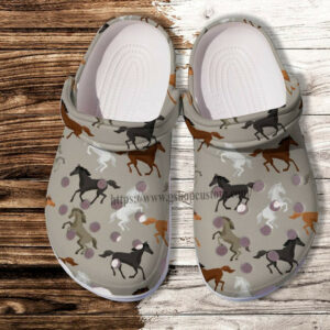 Footwearmerch Horses Camo Pattern Croc Shoes Gift Men Women- Horses Camouflage Funny Shoes Croc Clogs