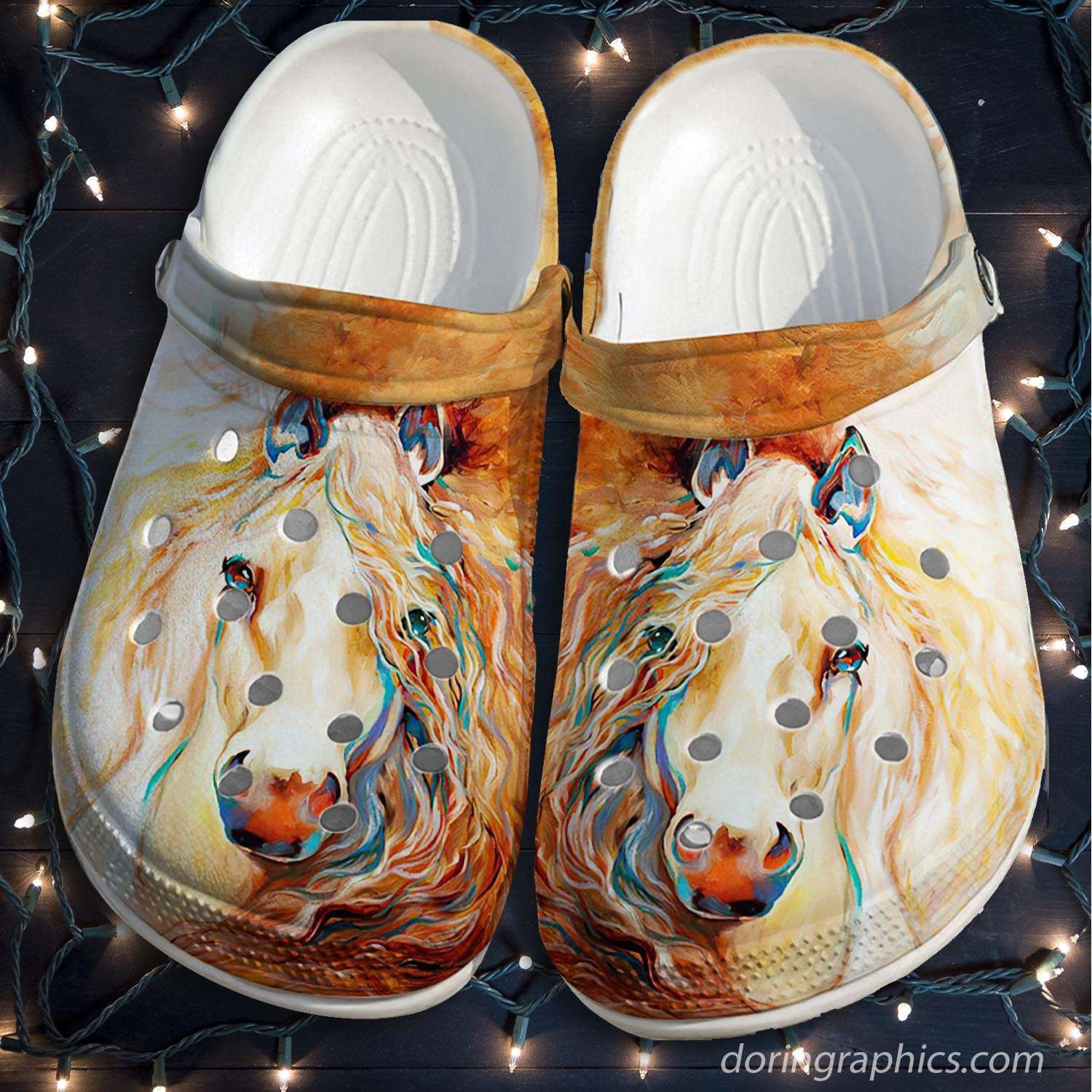 Footwearmerch Horses Girl Art Crocband Clog Shoes