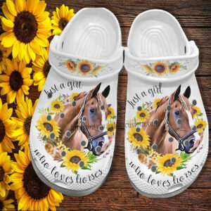 Footwearmerch Horses Girl Sunflower Croc Shoes Gift Women- Girl Love Horses Shoes Croc Clogs Mother Day 2022