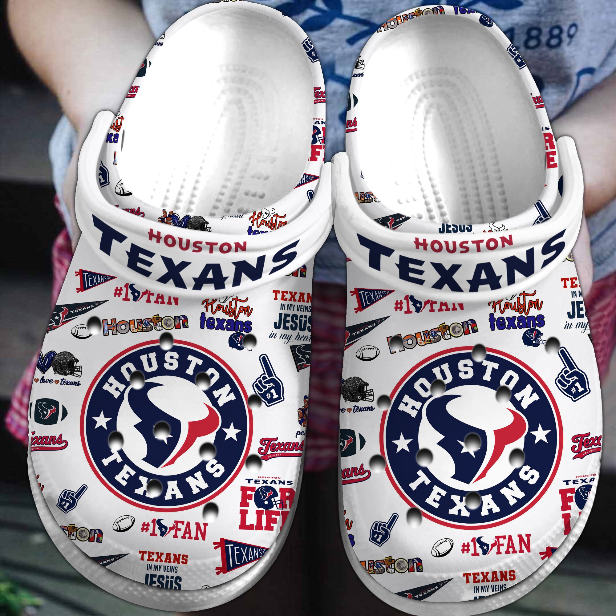 Footwearmerch Houston Texans NFL Sport Crocs Crocband Clogs Shoes Comfortable For Men Women and Kids