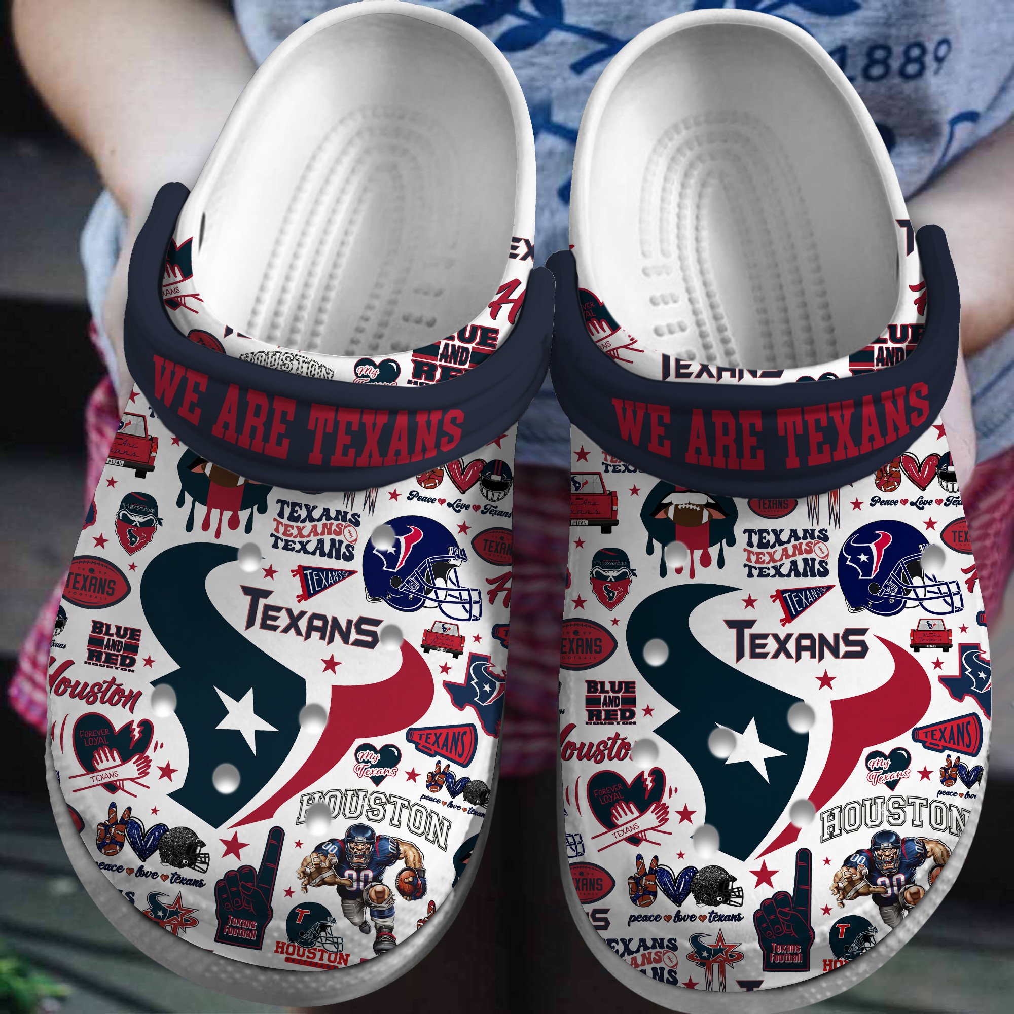 Footwearmerch Houston Texans NFL Sport Crocs Crocband Clogs Shoes Comfortable For Men Women and Kids
