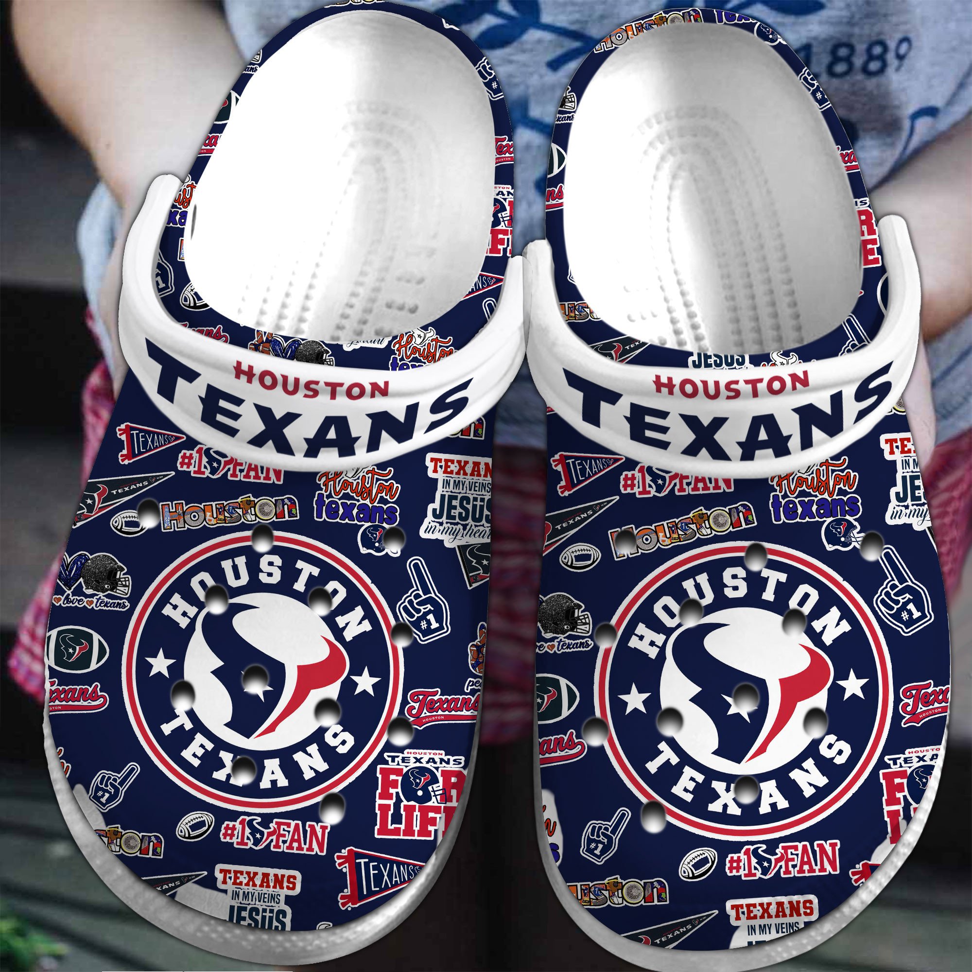 Footwearmerch Houston Texans NFL Sport Crocs Crocband Clogs Shoes Comfortable For Men Women and Kids