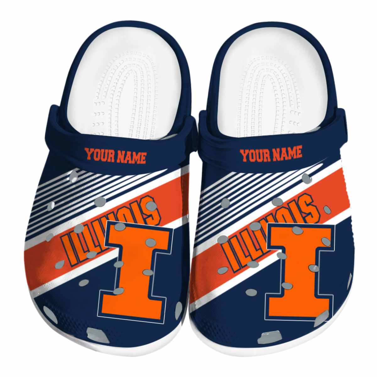 Footwearmerch Illinois Fighting Illini NCAA Sport Crocs Crocband Clogs Shoes Comfortable For Men Women and Kids