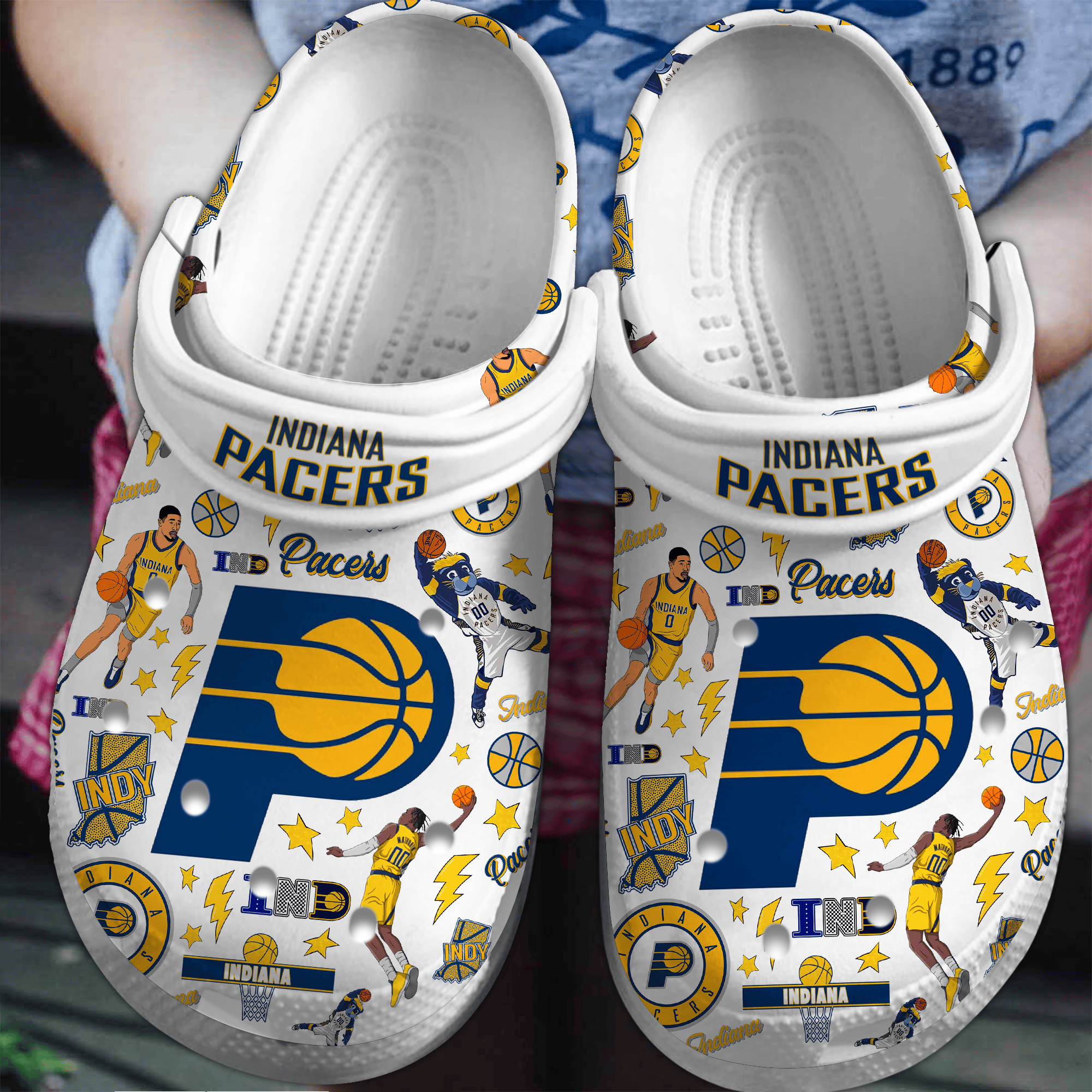 Footwearmerch Indiana Pacers Basketball NBA Sport Crocs Crocband Clogs Shoes Comfortable For Men Women and Kids