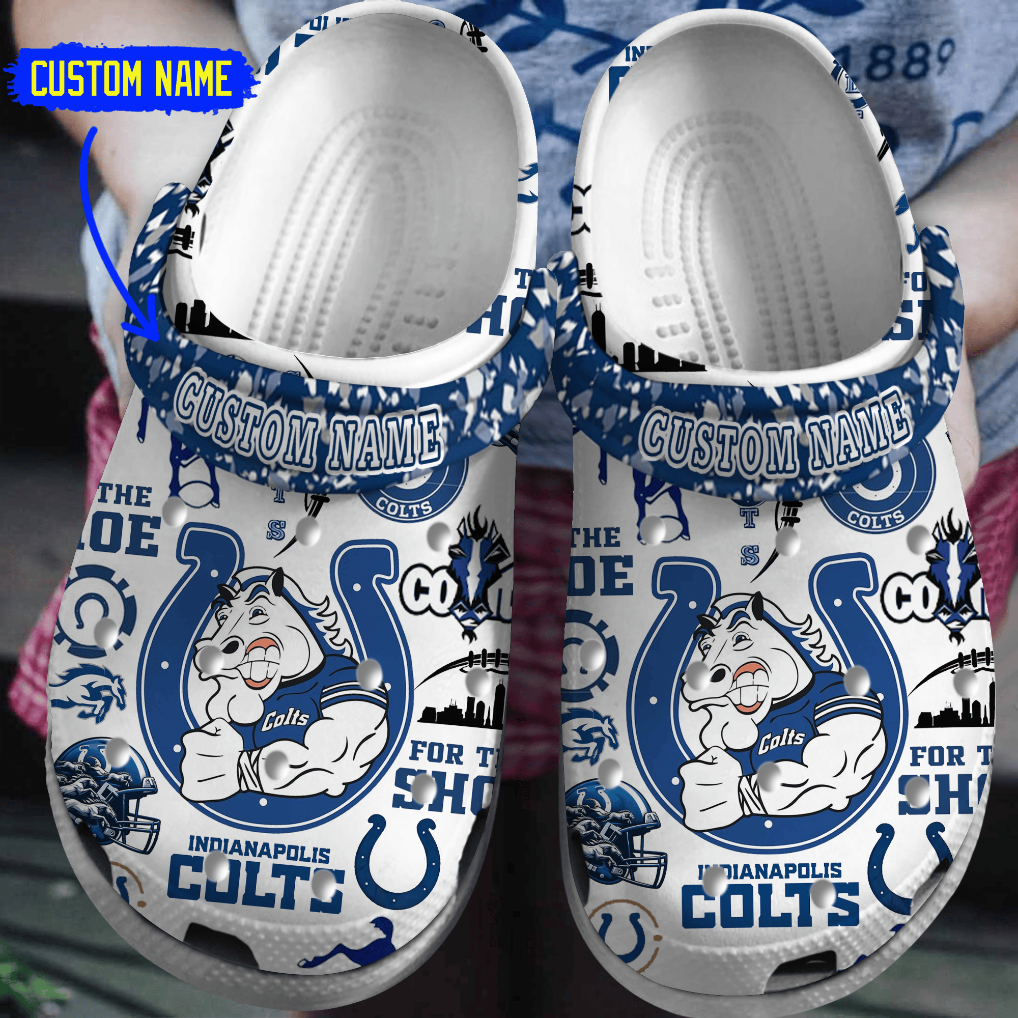 Footwearmerch Indianapolis Colts NFL Sport Crocs Crocband Clogs Shoes Comfortable For Men Women and Kids
