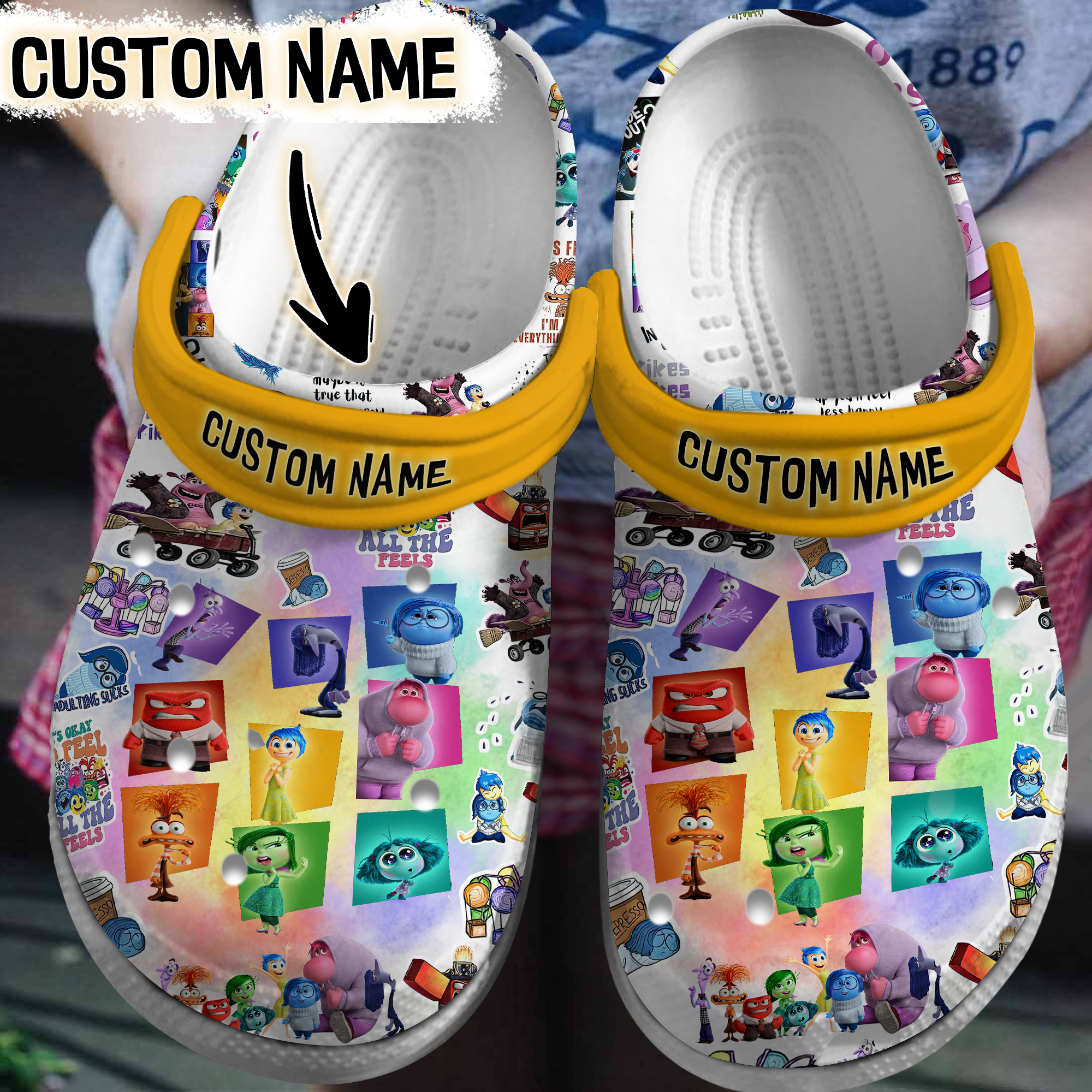 Footwearmerch Inside Out Cartoon Crocs Crocband Clogs Shoes Comfortable For Men Women and Kids