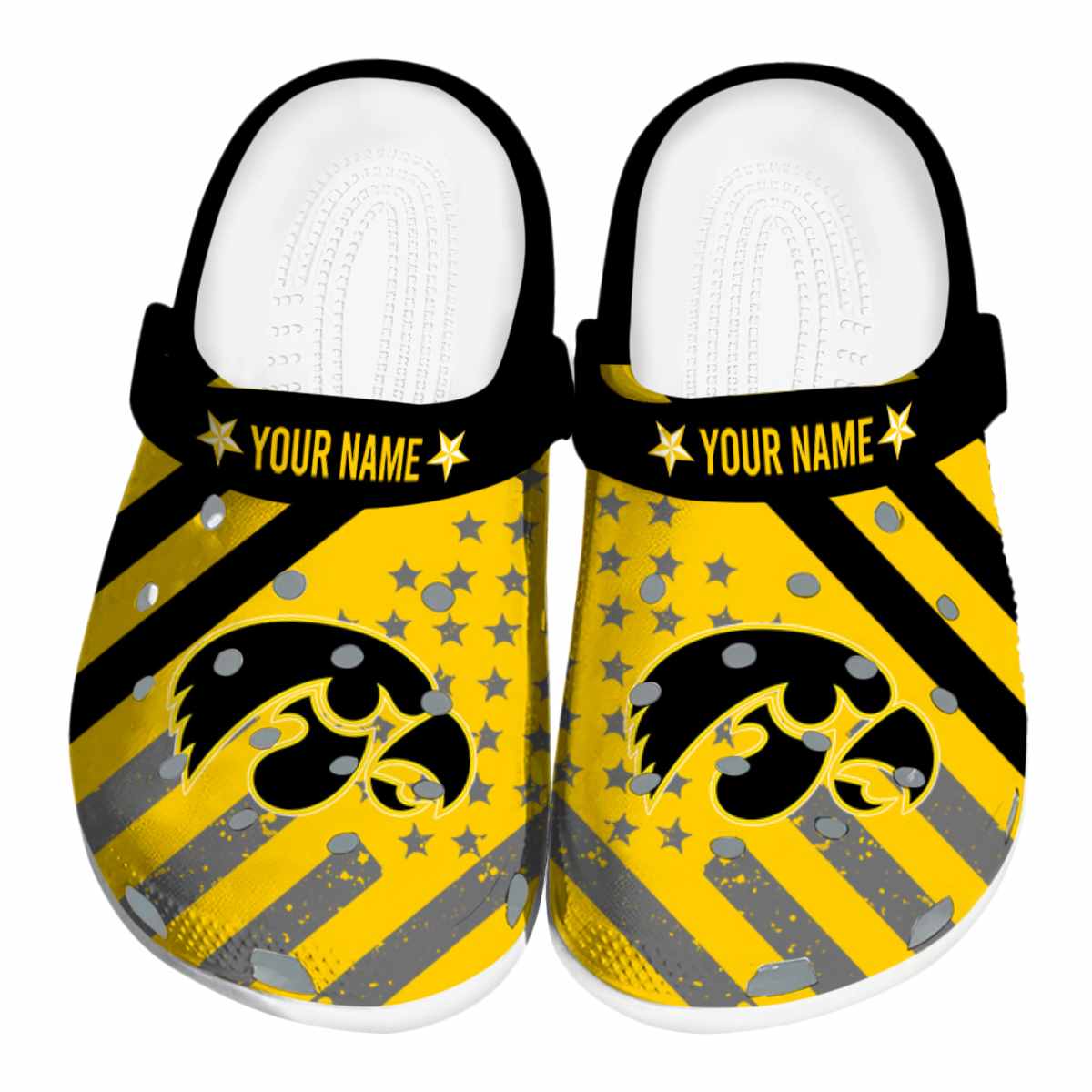 Footwearmerch Iowa Hawkeyes NCAA Sport Crocs Crocband Clogs Shoes Comfortable For Men Women and Kids