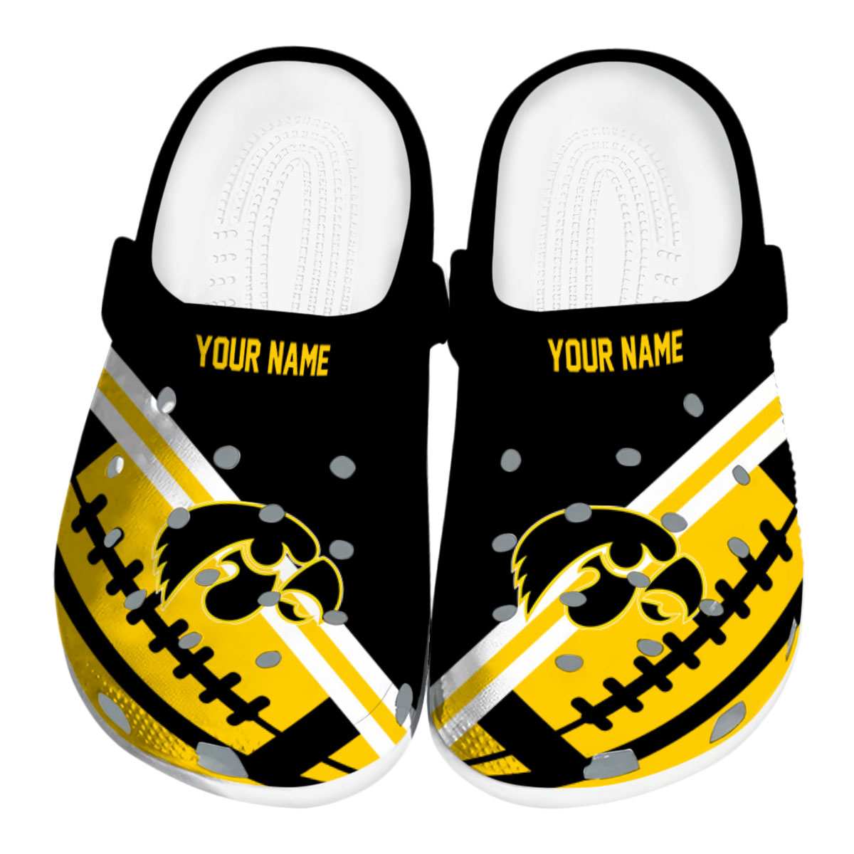 Footwearmerch Iowa Hawkeyes NCAA Sport Crocs Crocband Clogs Shoes Comfortable For Men Women and Kids