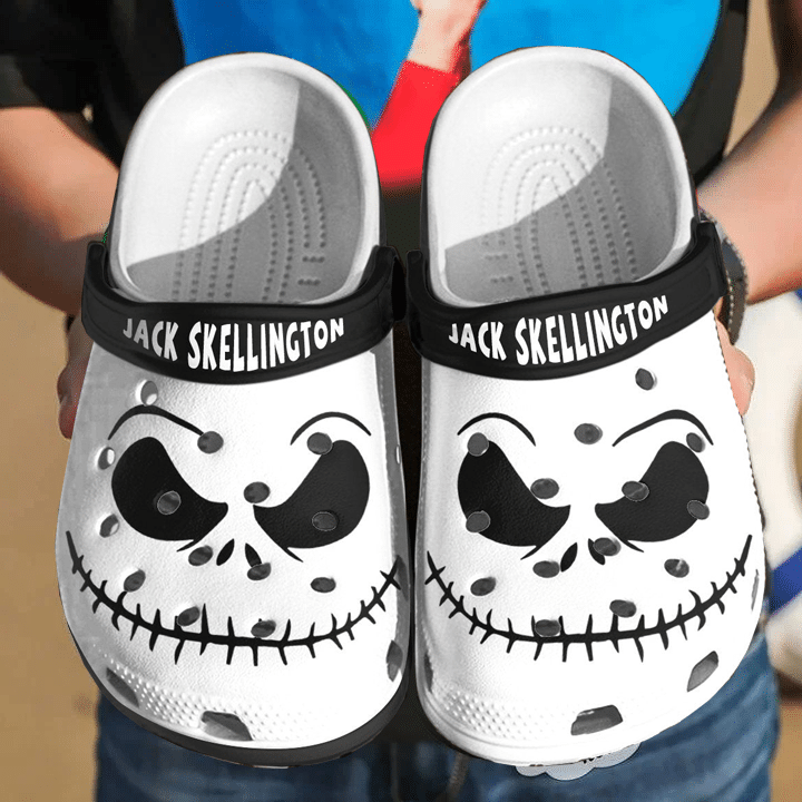 Footwearmerch Jack Skellington Cartoon Halloween Crocs Crocband Shoes Clogs Custom Name For Men Women And Kids