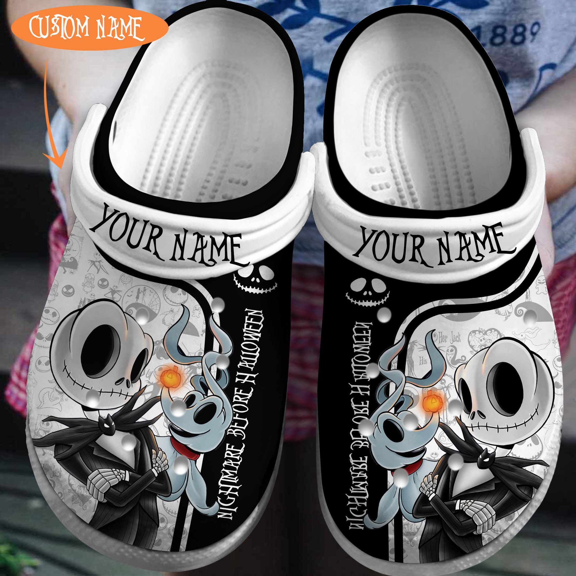 Footwearmerch Jack Skellington Movie Crocs Crocband Clogs Shoes Comfortable For Men Women and Kids