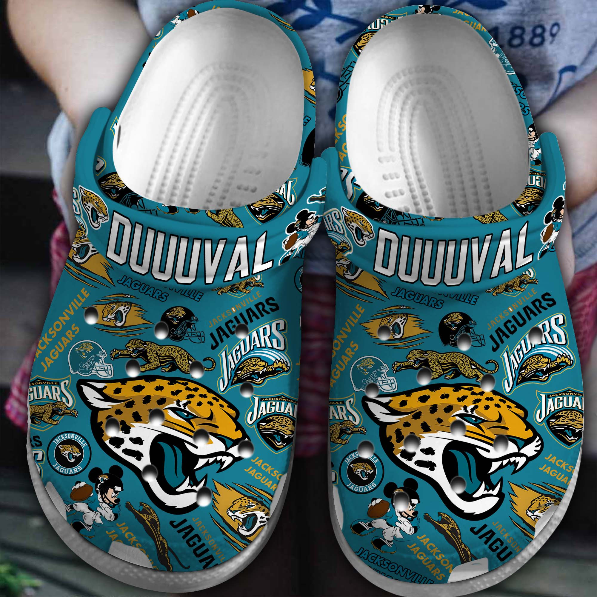 Footwearmerch Jacksonville Jaguars NFL Sport Crocs Crocband Clogs Shoes Comfortable For Men Women and Kids