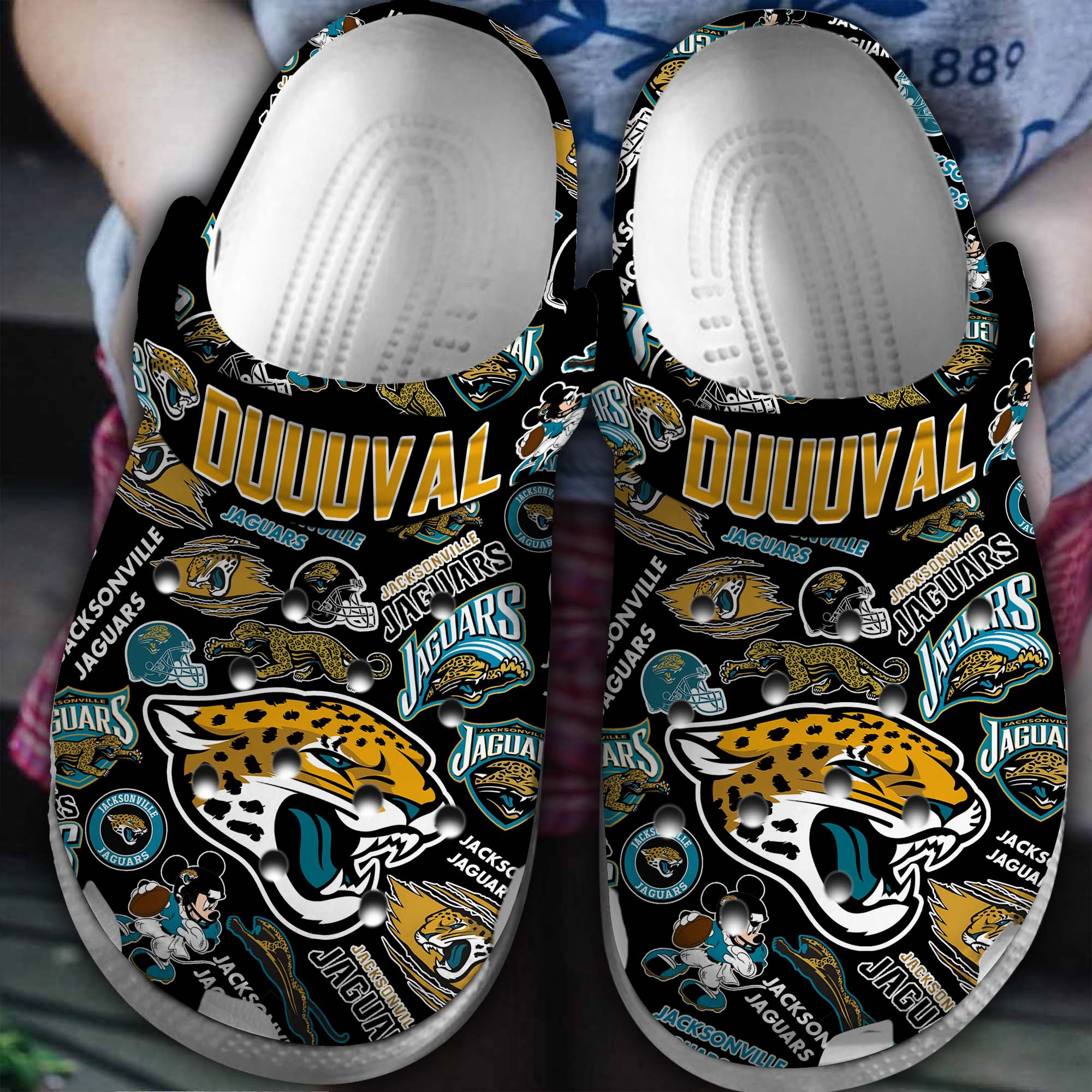 Footwearmerch Jacksonville Jaguars NFL Sport Crocs Crocband Clogs Shoes Comfortable For Men Women and Kids